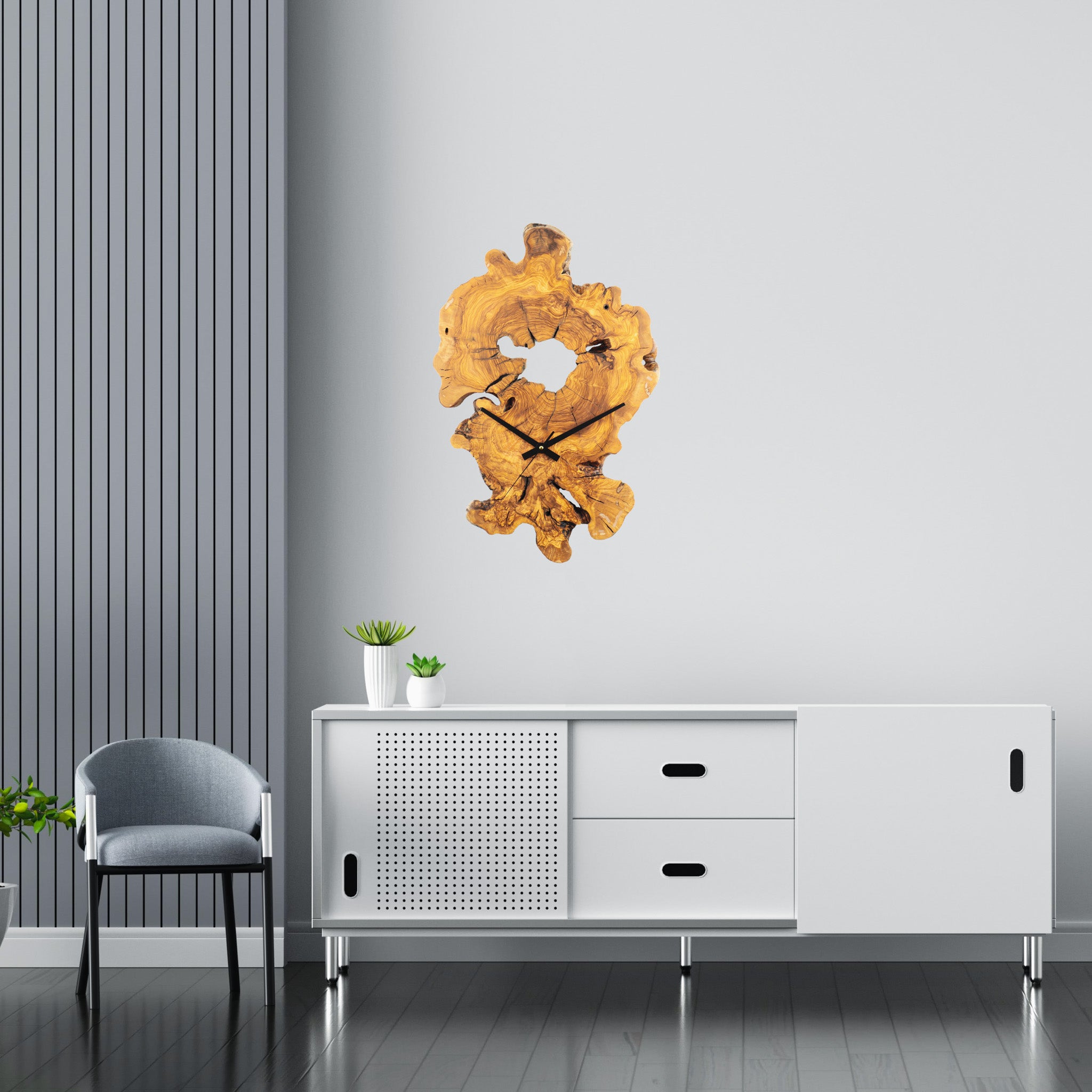 Duvar Saati Zeytin Ağacı Doğal Kesit