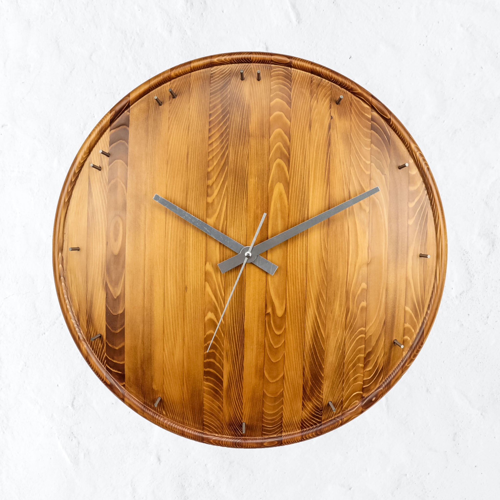 Duvar Saati Çam Ağacı Rakamlı Bombeli - Ø49CM