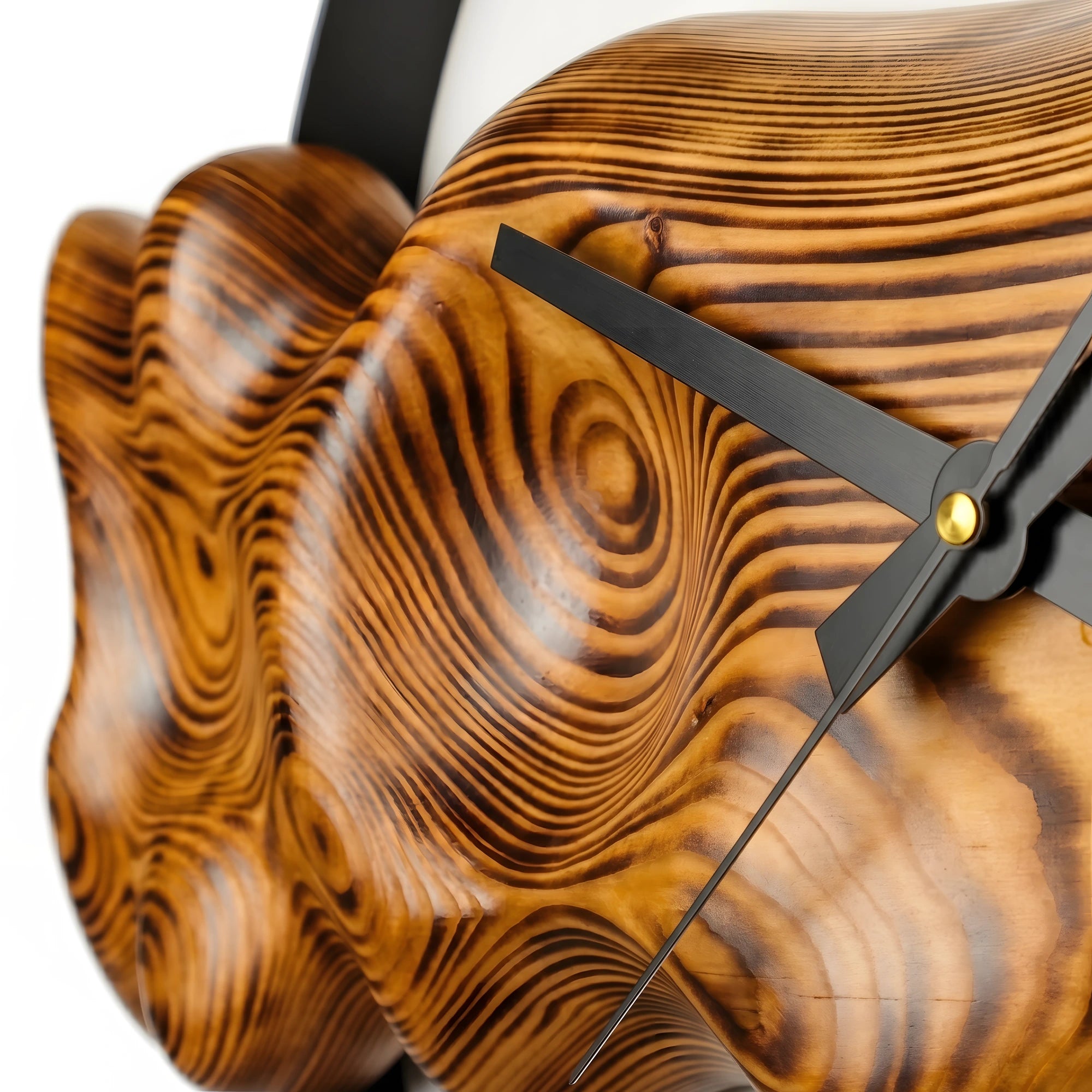 Köknar Ağacı 3D Duvar Saati | Shou Sugi Ban El Yapımı Ahşap ve Metal Saat