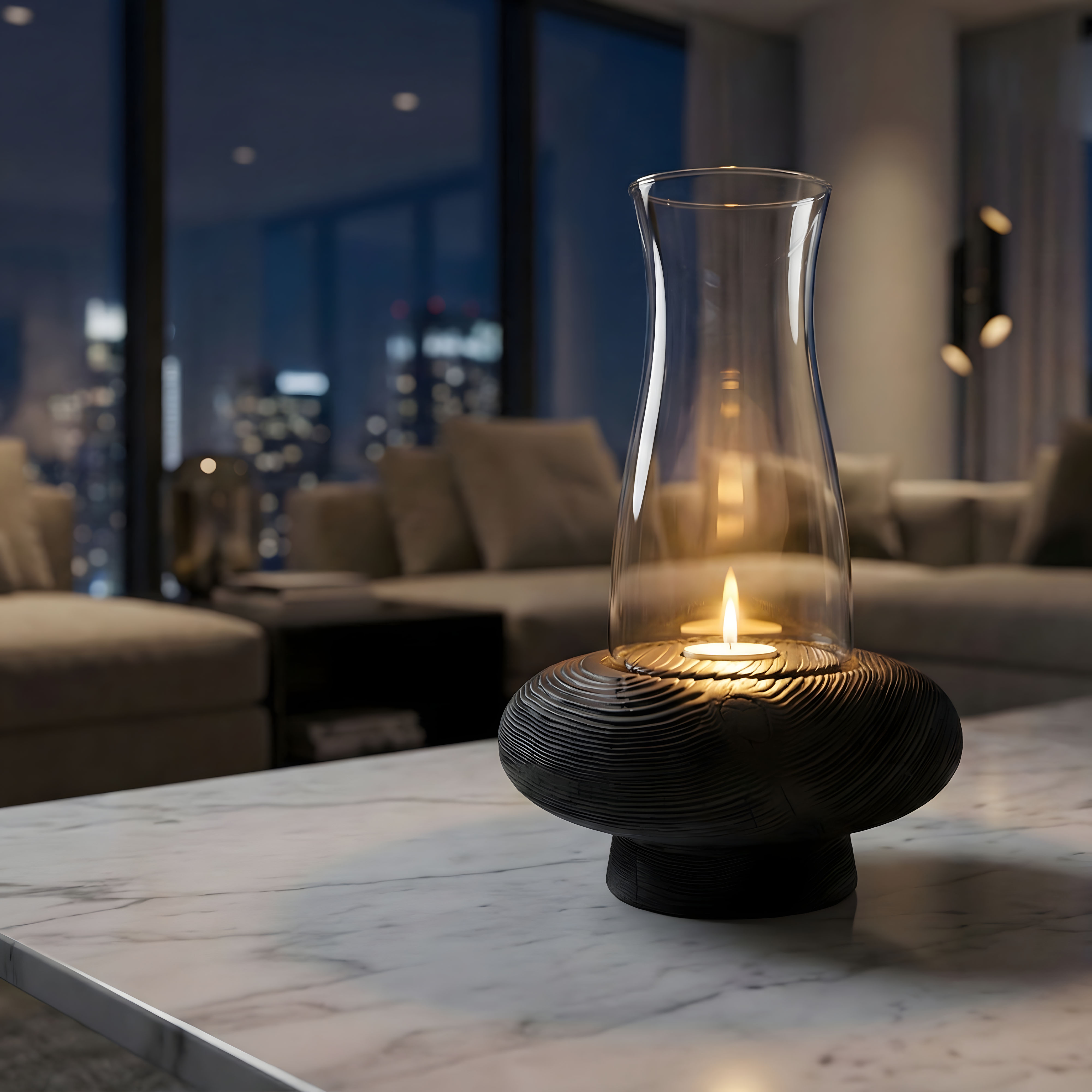 Siyah Tealight Dış Mekan Mumluk