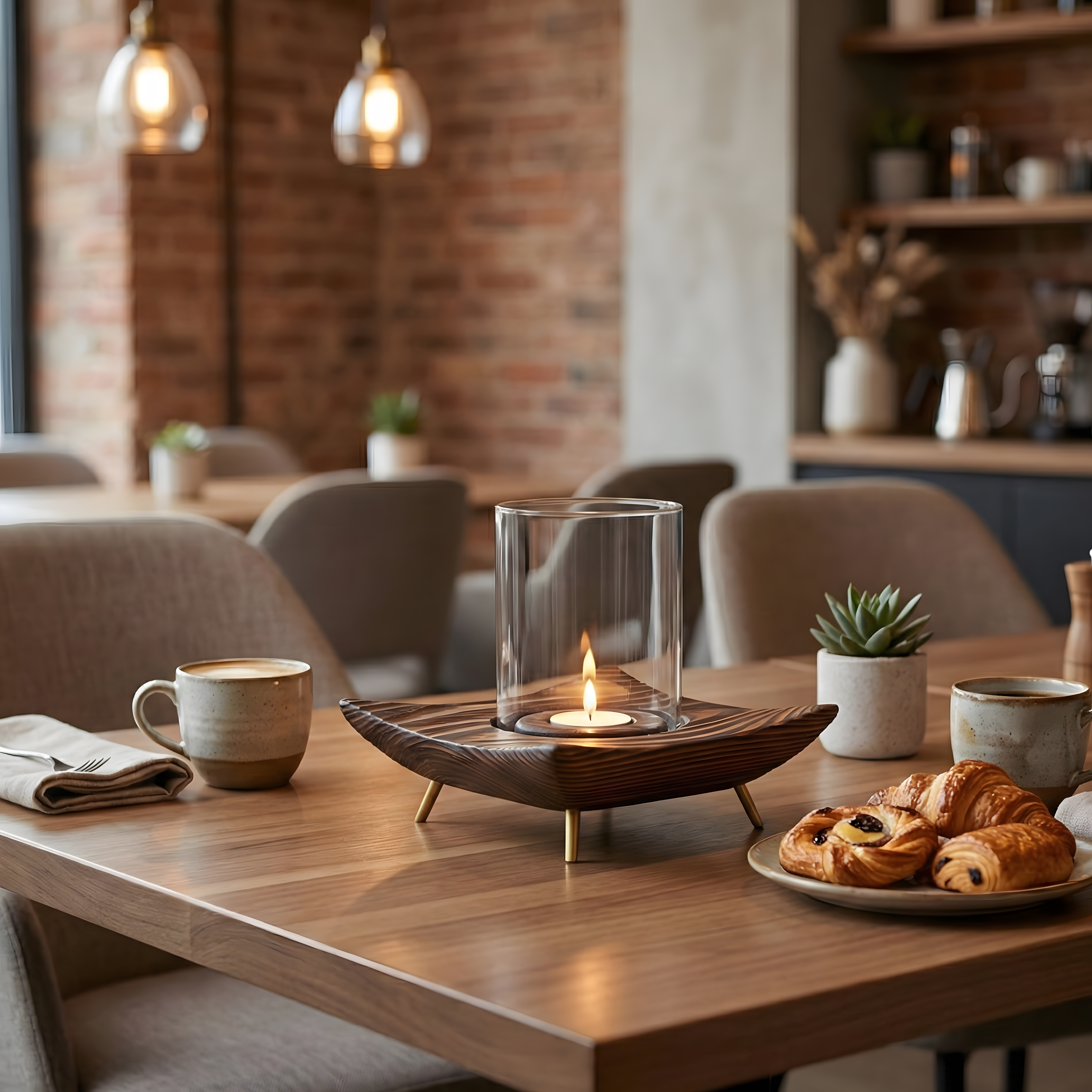 Ceviz Rengi Tealight Dış Mekan Mumluk