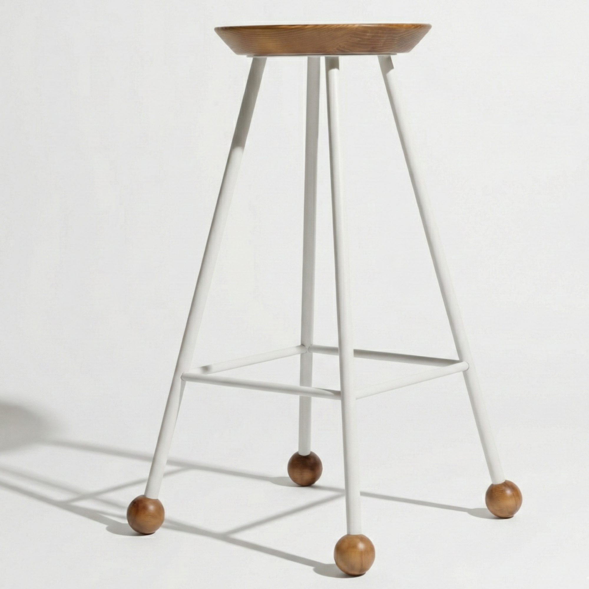 Bar Taburesi Ahşap Beyaz Metal Ayaklı – 75cm