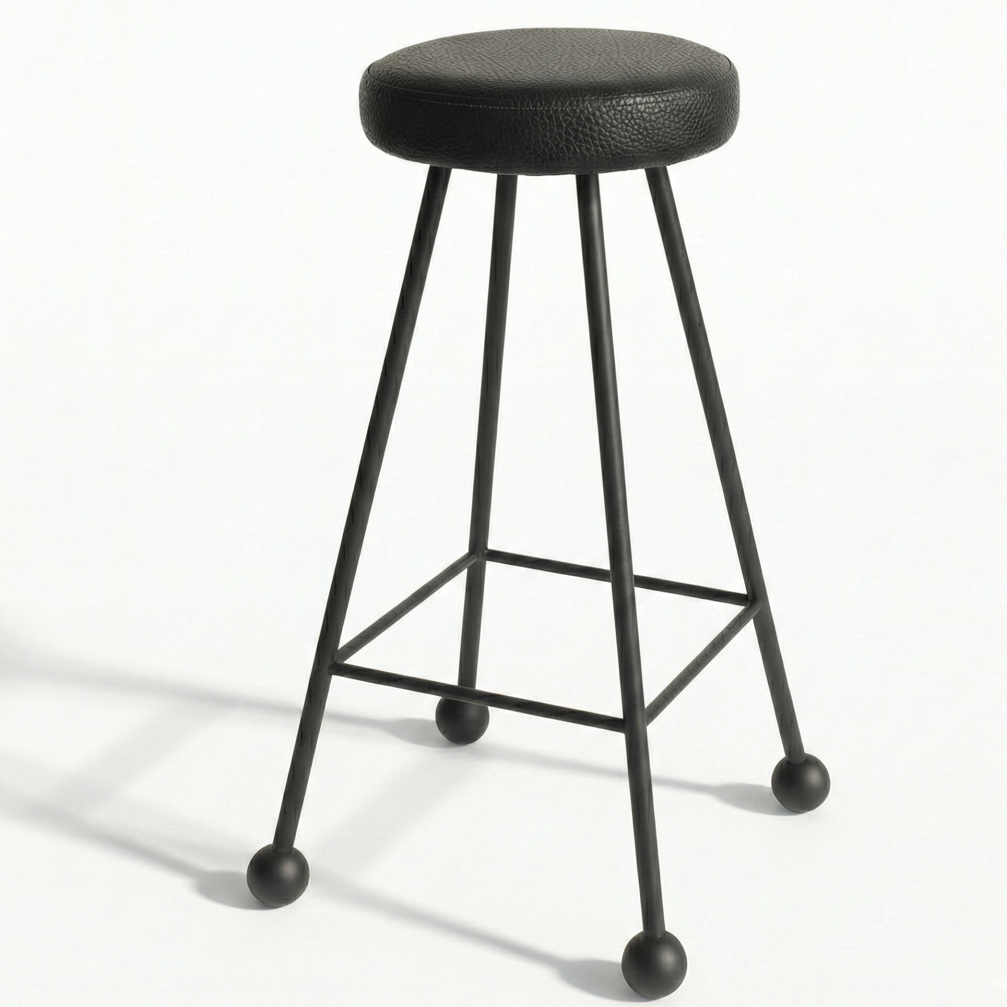 Bar Taburesi Deri Döşemeli Simsiyah Metal Ayaklı – 75cm