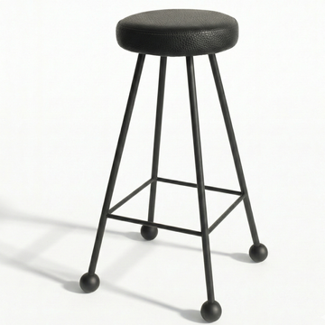 Bar Taburesi Deri Döşemeli Simsiyah Metal Ayaklı – 75cm