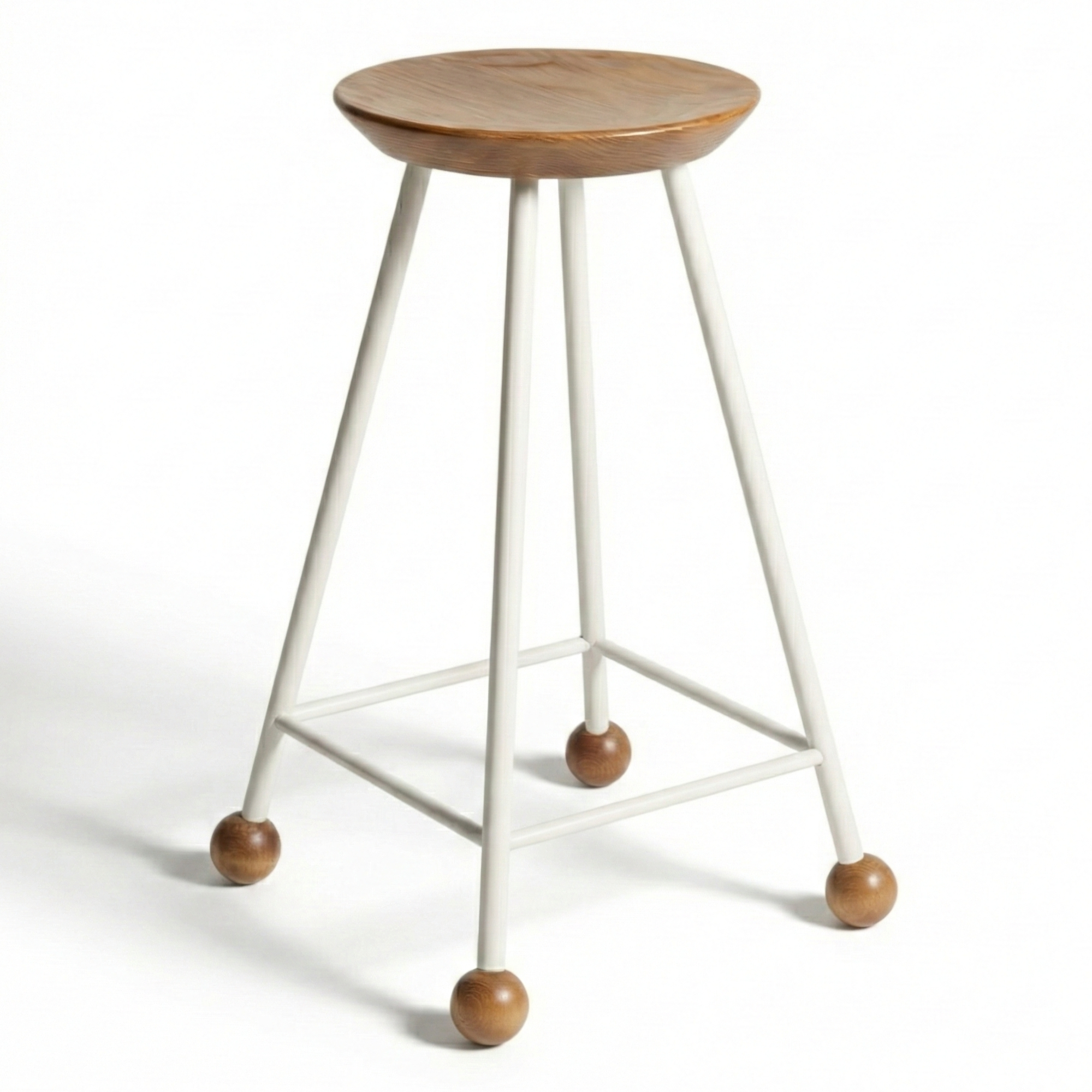 Bar Taburesi Ahşap Beyaz Metal Ayaklı – 65cm