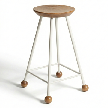 Bar Taburesi Ahşap Beyaz Metal Ayaklı – 65cm