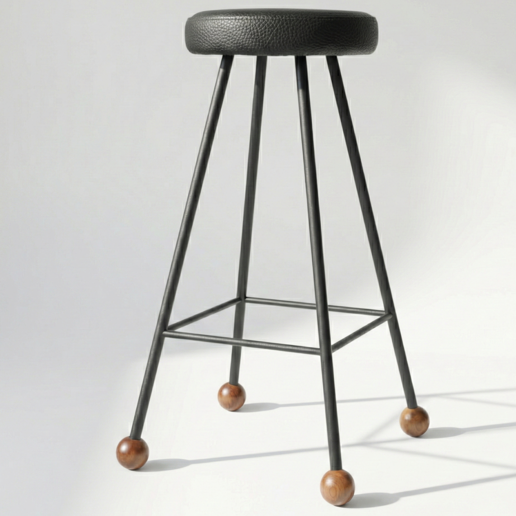 Bar Taburesi Deri Döşemeli Siyah Metal Ayaklı – 75cm