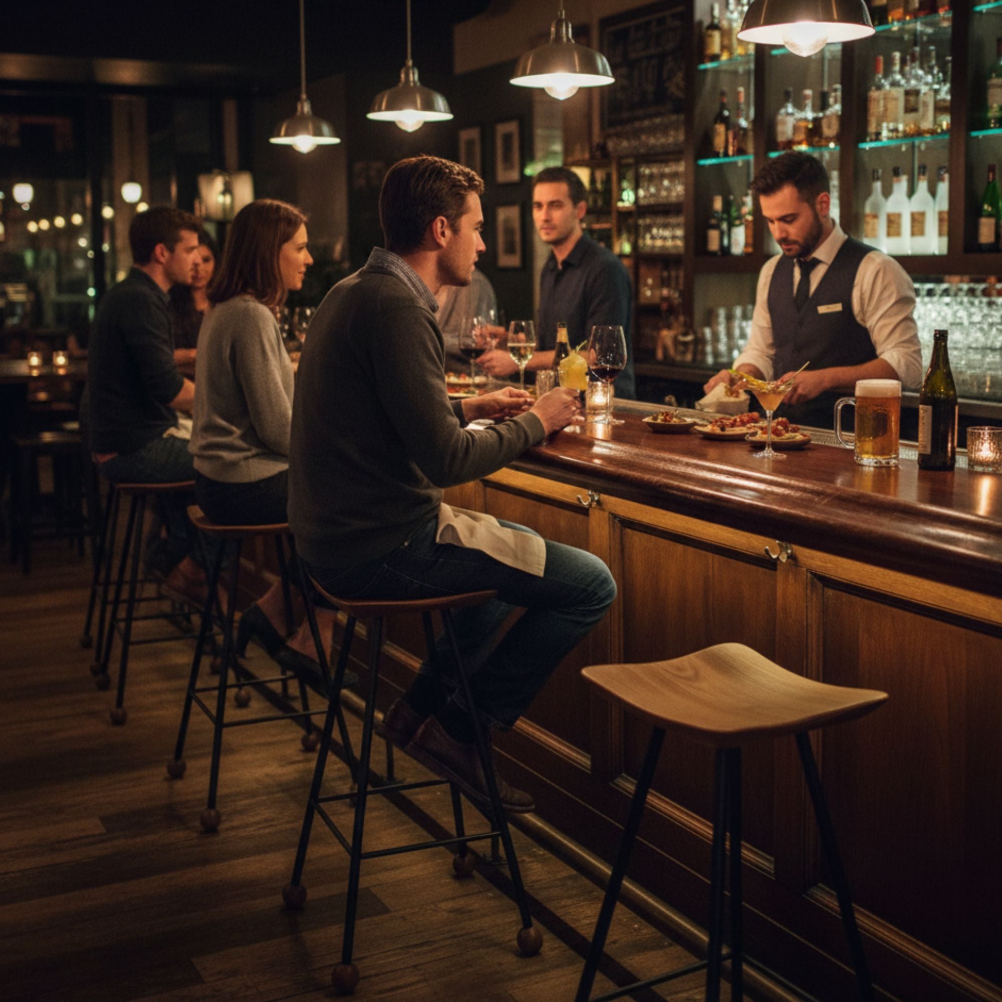 Bar Taburesi Ahşap Siyah Metal Ayaklı – 75cm