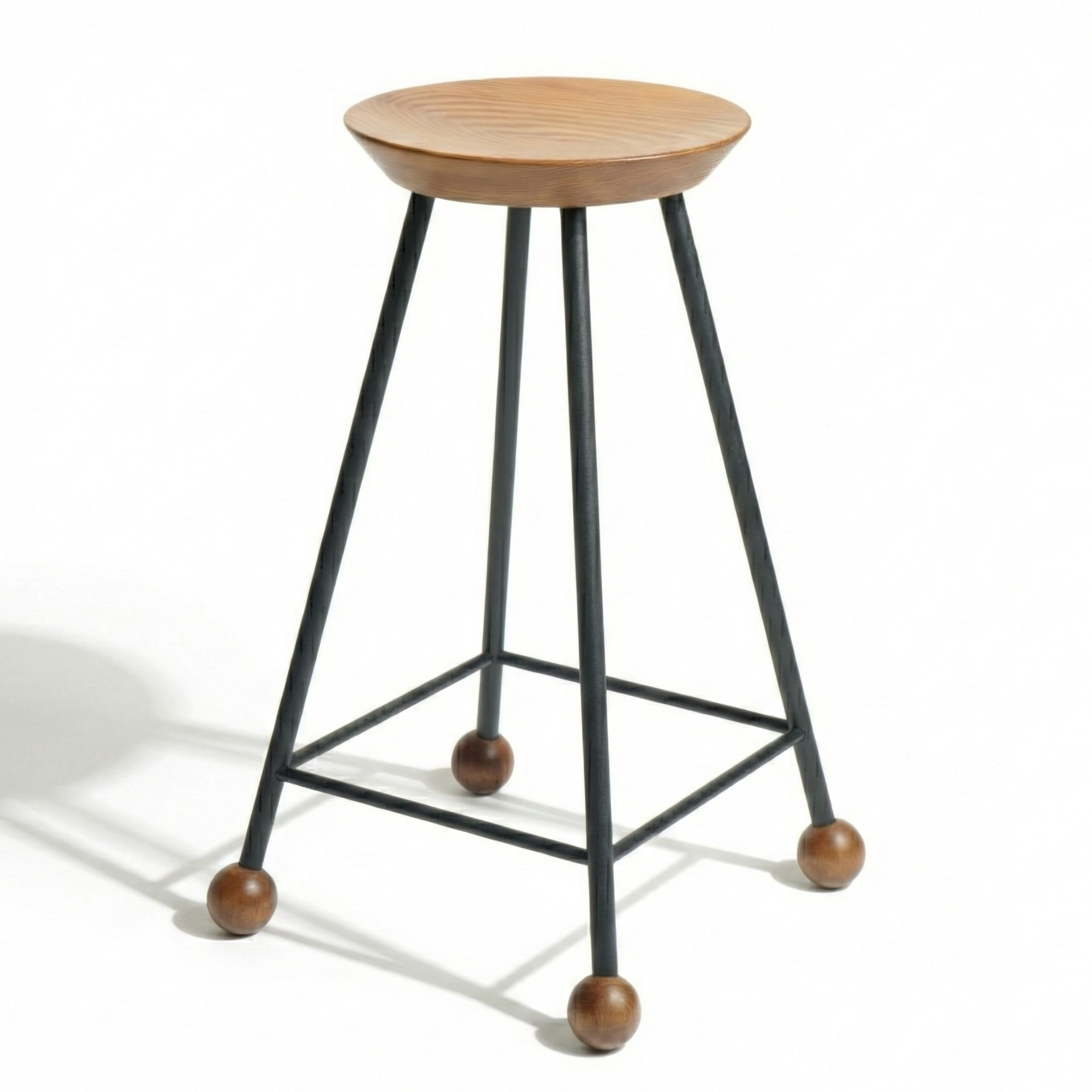 Bar Taburesi Ahşap Siyah Metal Ayaklı - 65cm