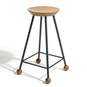 Bar Taburesi Ahşap Siyah Metal Ayaklı - 65cm