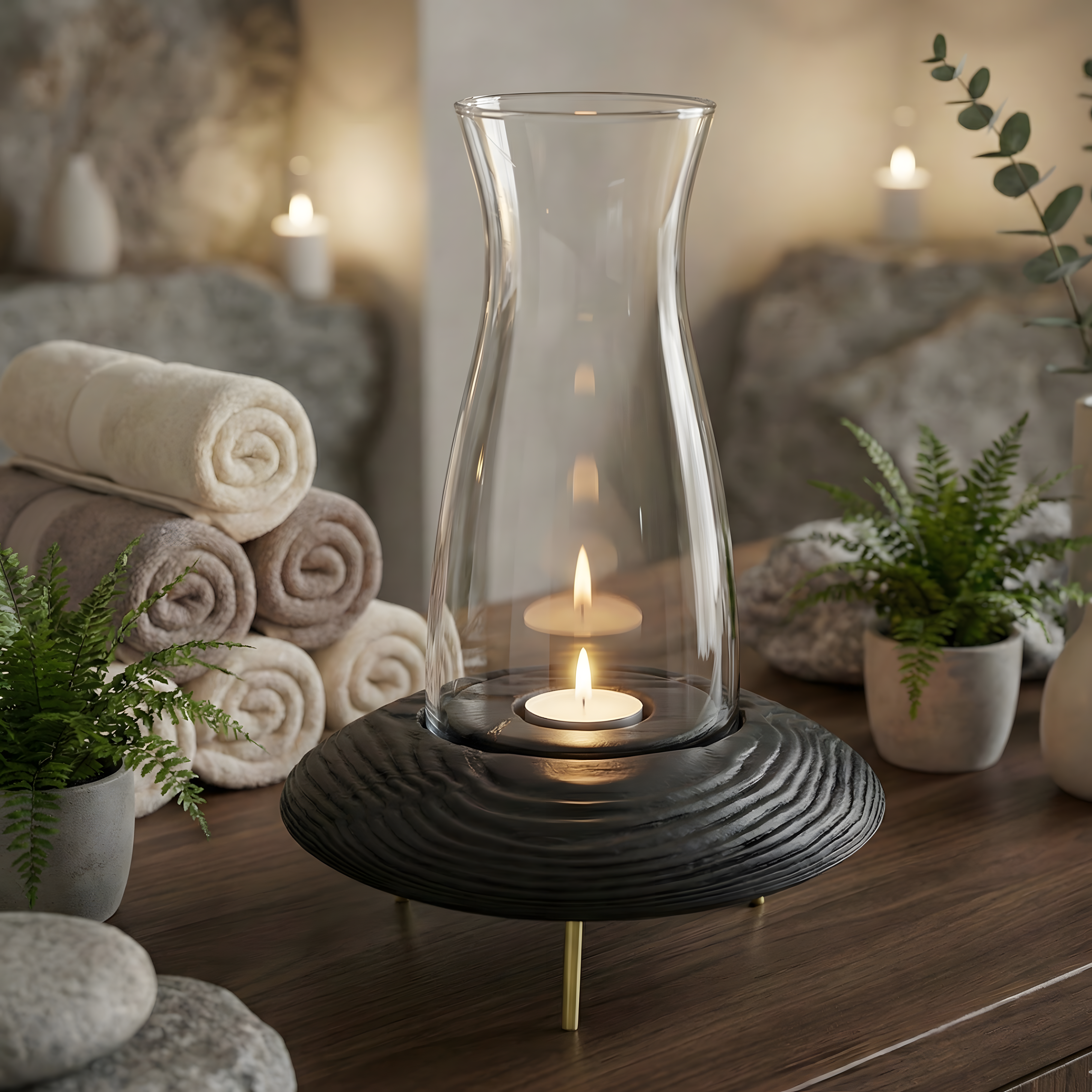 Fanuslu Tealight Siyah Mumluk