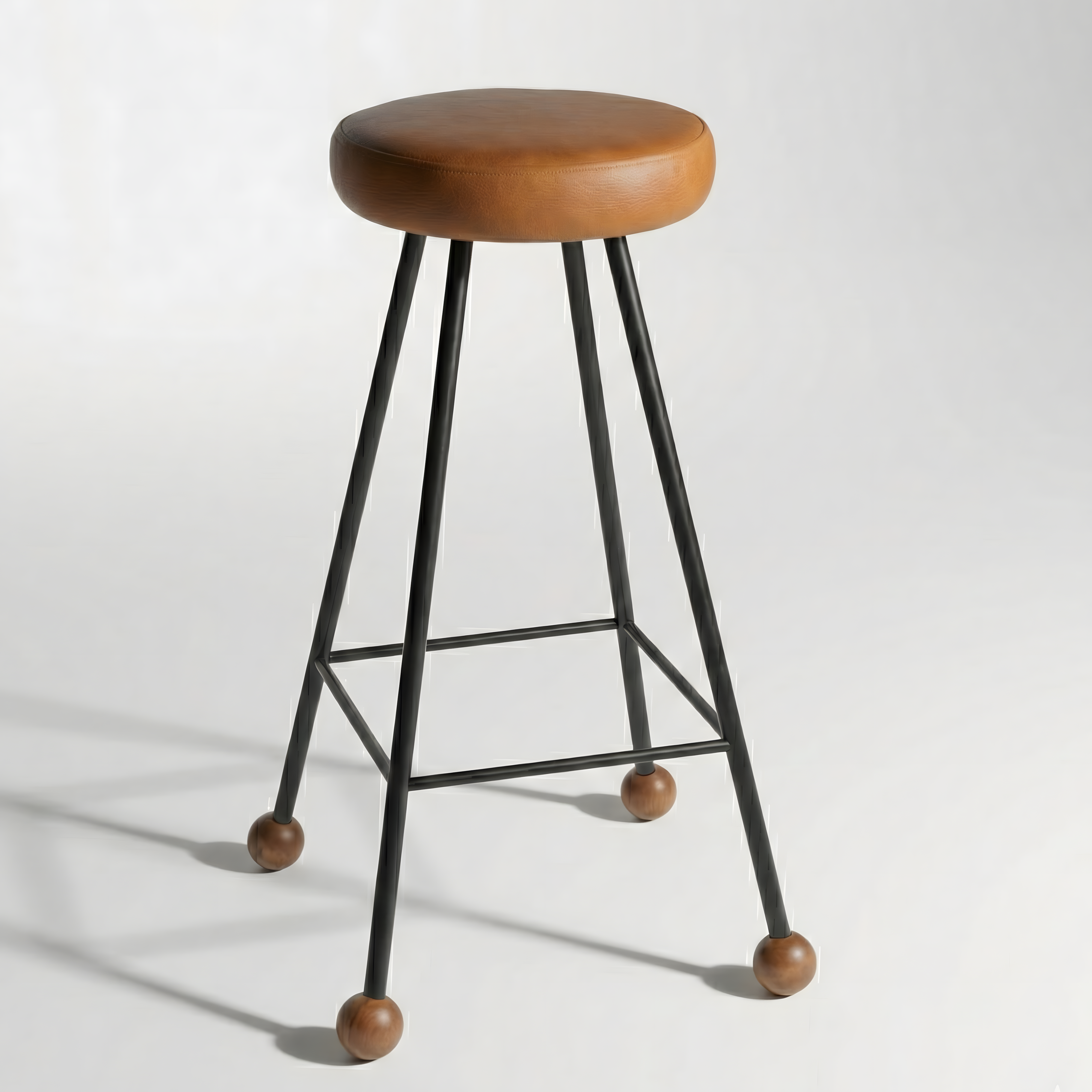 Bar Taburesi Deri Döşemeli Kahverengi Metal Ayaklı – 75cm