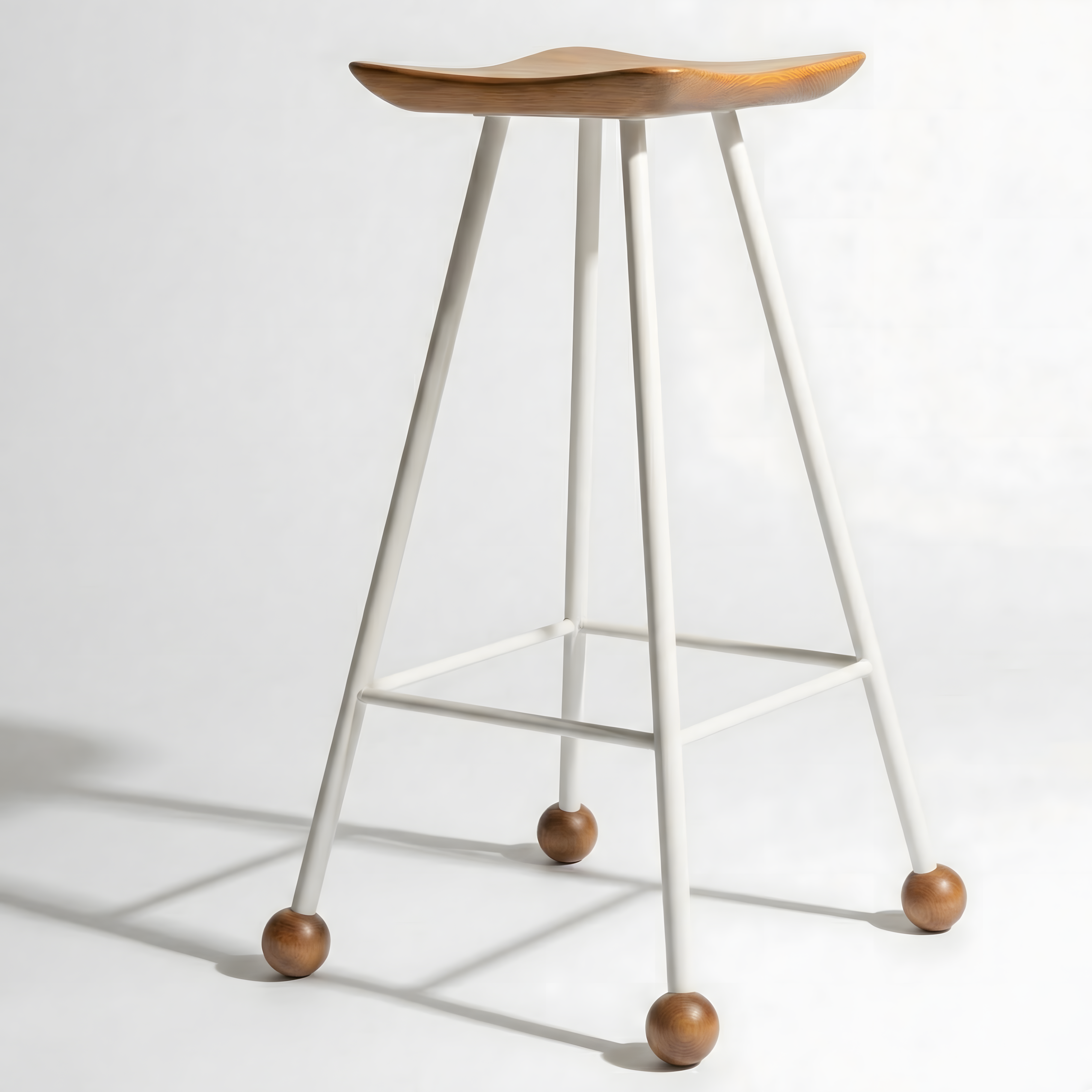 Bar Taburesi Ahşap Beyaz Metal Ayaklı – 75cm