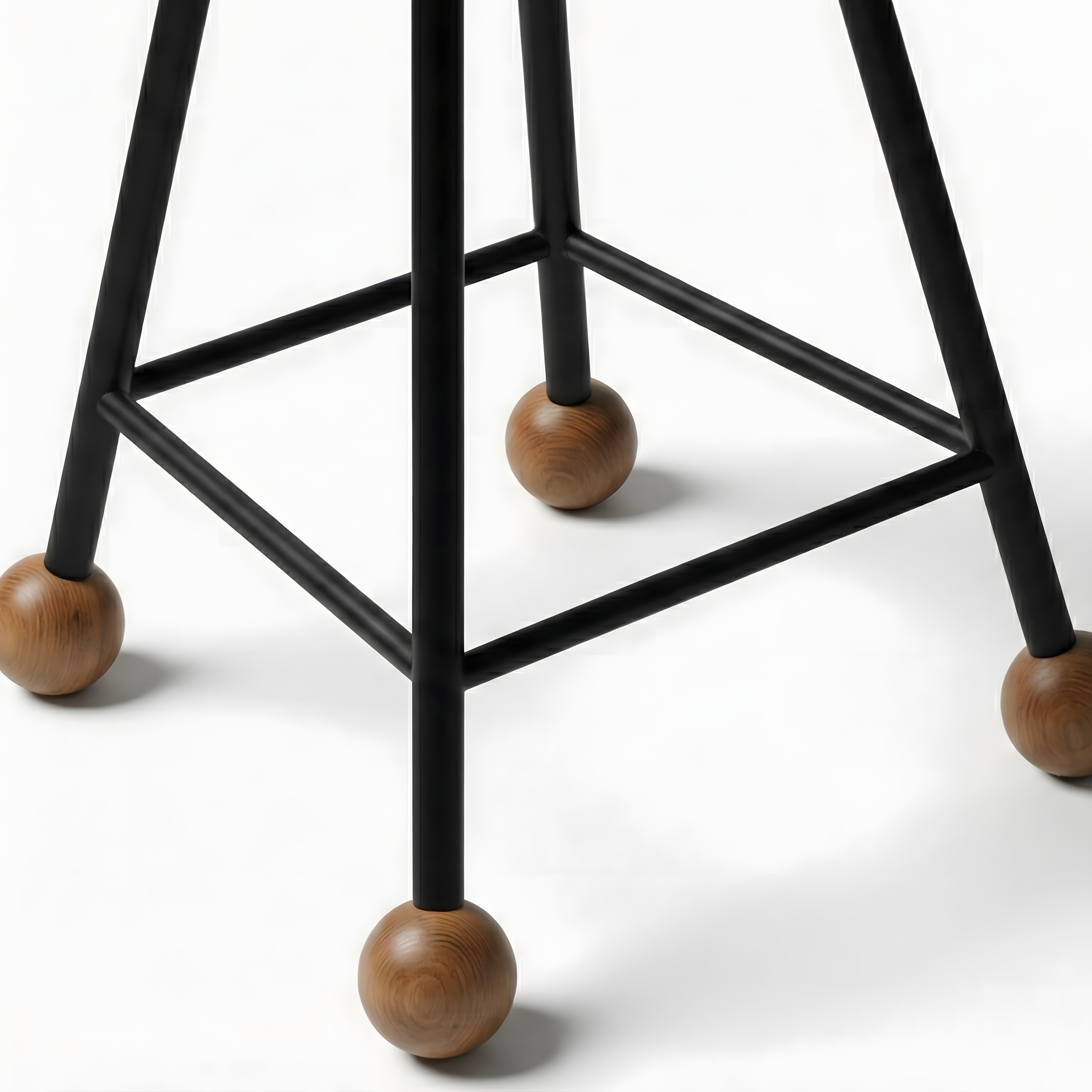 Tabure Ahşap Siyah Metal Ayaklı – 55cm