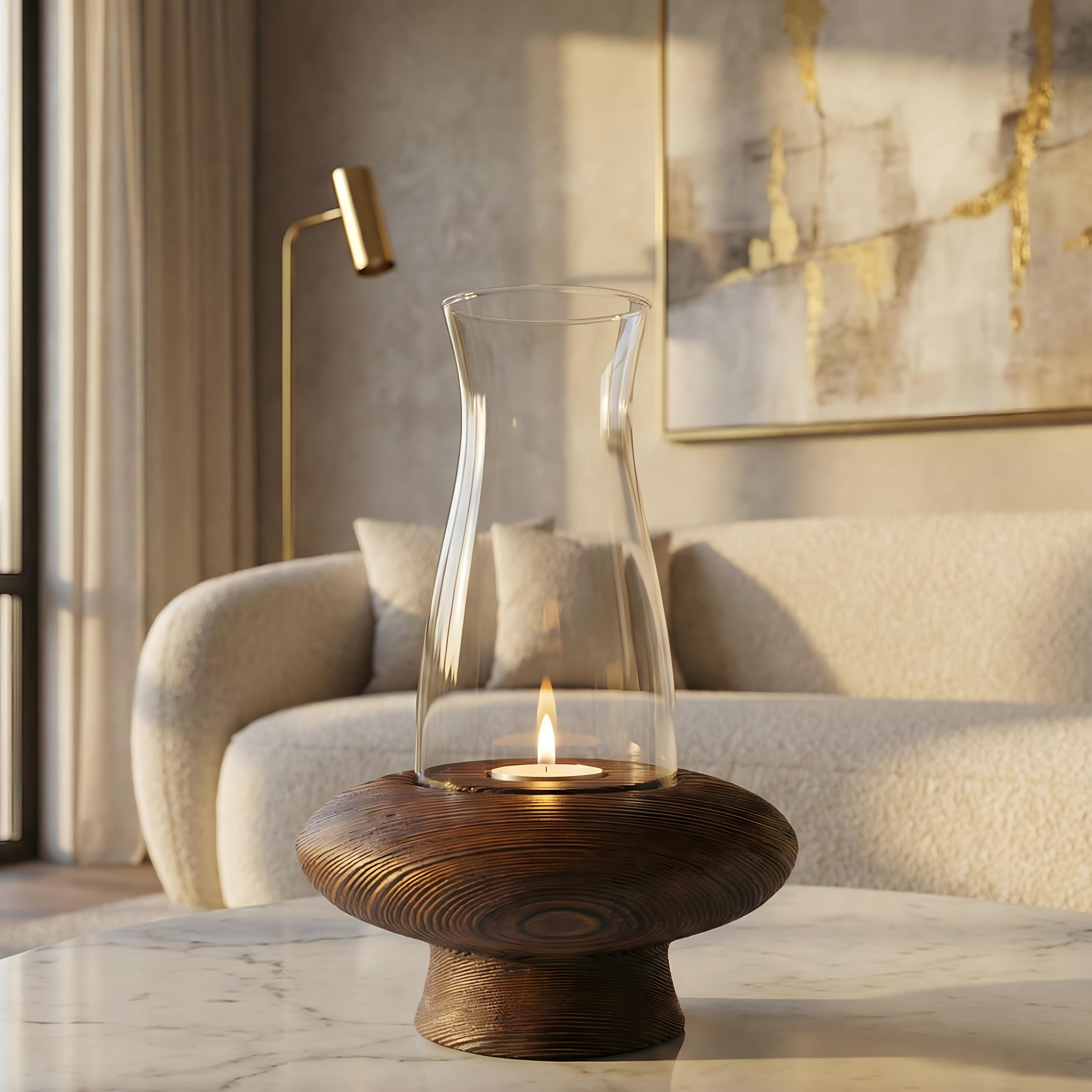 Ceviz Rengi Tealight Dış Mekan Mumluk