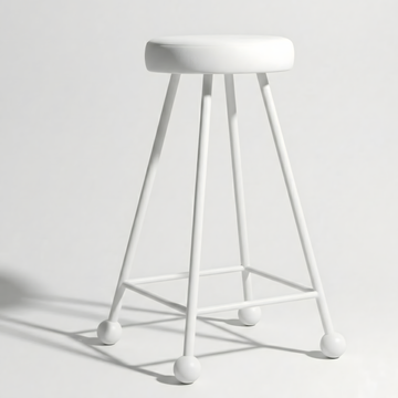 Bar Taburesi Deri Döşemeli Bembeyaz Metal Ayaklı – 65cm