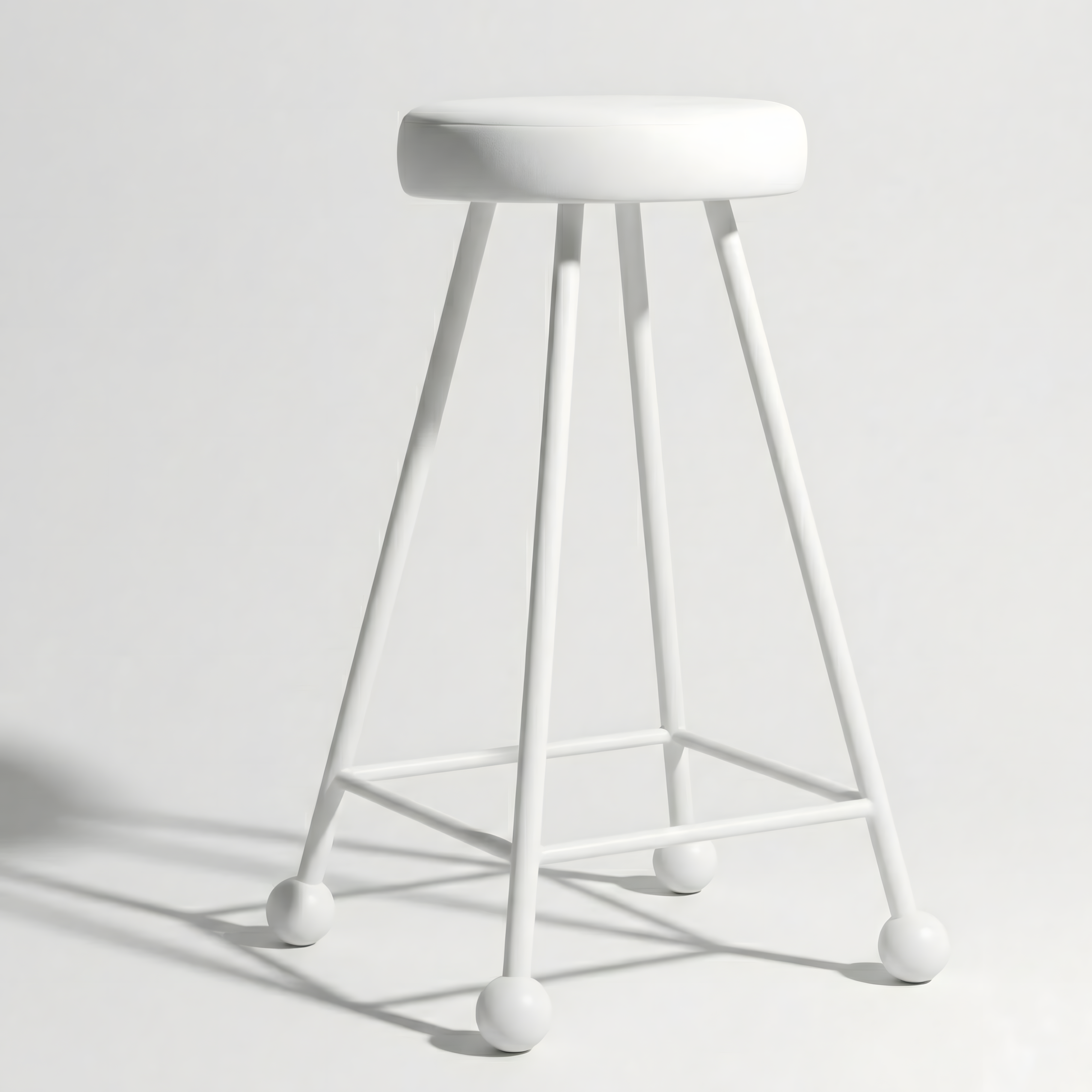 Bar Taburesi Deri Döşemeli Bembeyaz Metal Ayaklı – 65cm