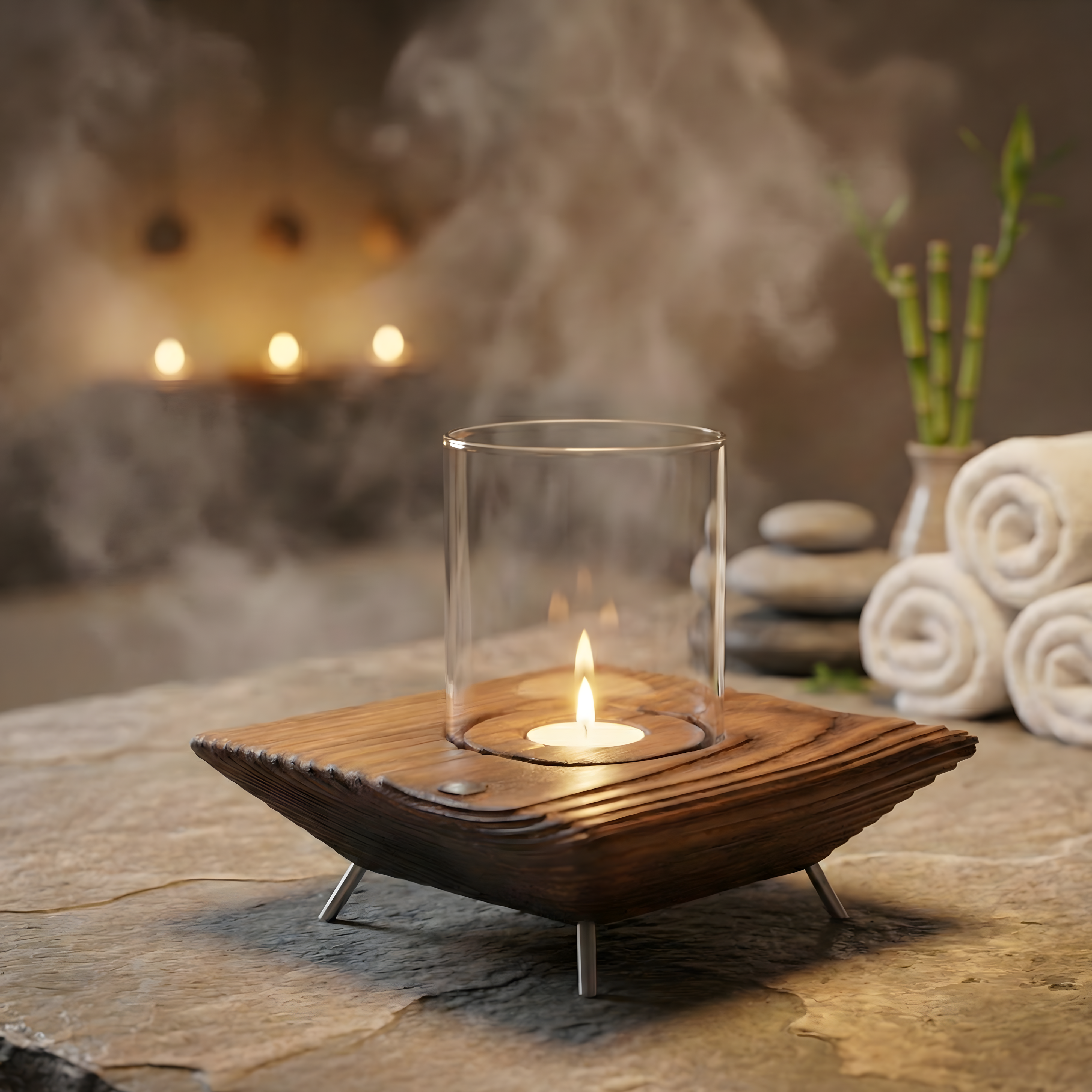Ceviz Rengi Tealight Mumluk