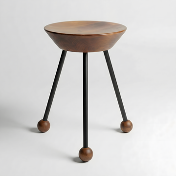 Tabure Ahşap Siyah Metal 3 Ayaklı - 47 cm