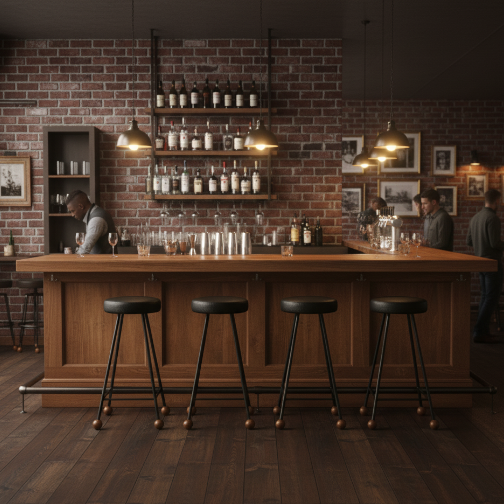 Bar Taburesi Deri Döşemeli Siyah Metal Ayaklı – 65cm