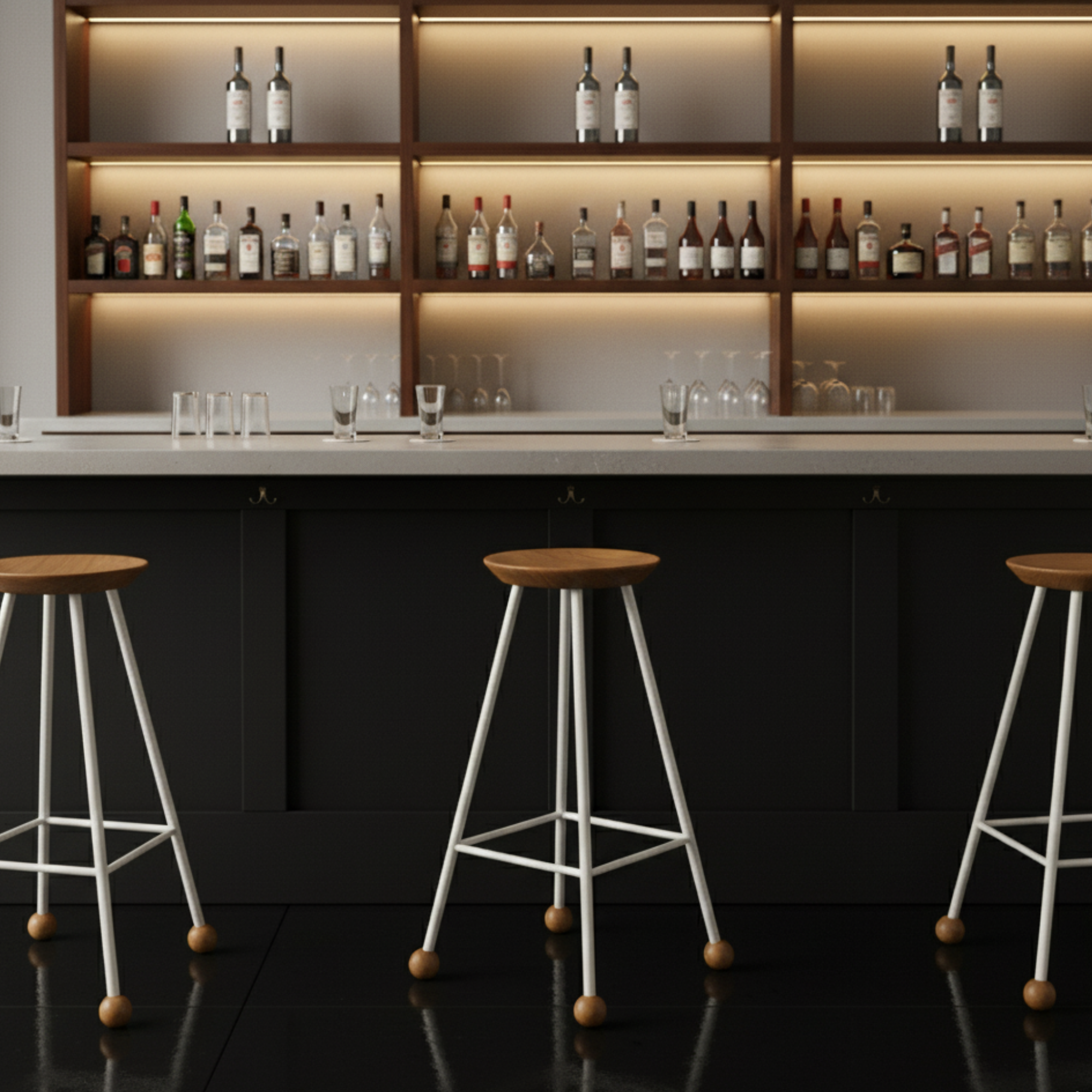 Bar Taburesi Ahşap Beyaz Metal Ayaklı – 75cm