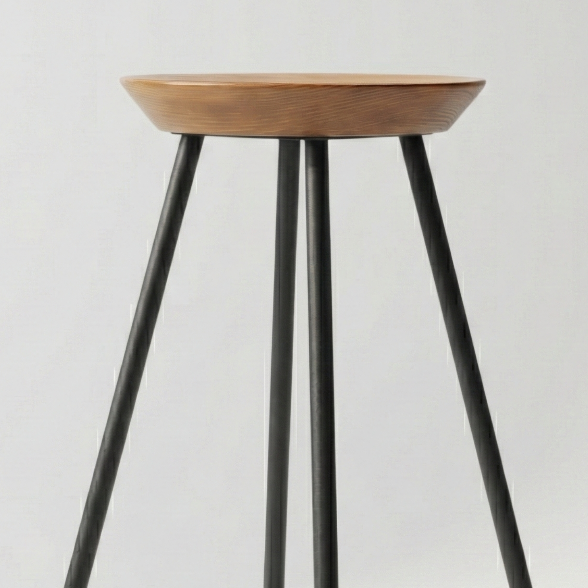 Bar Taburesi Ahşap Siyah Metal Ayaklı - 65cm