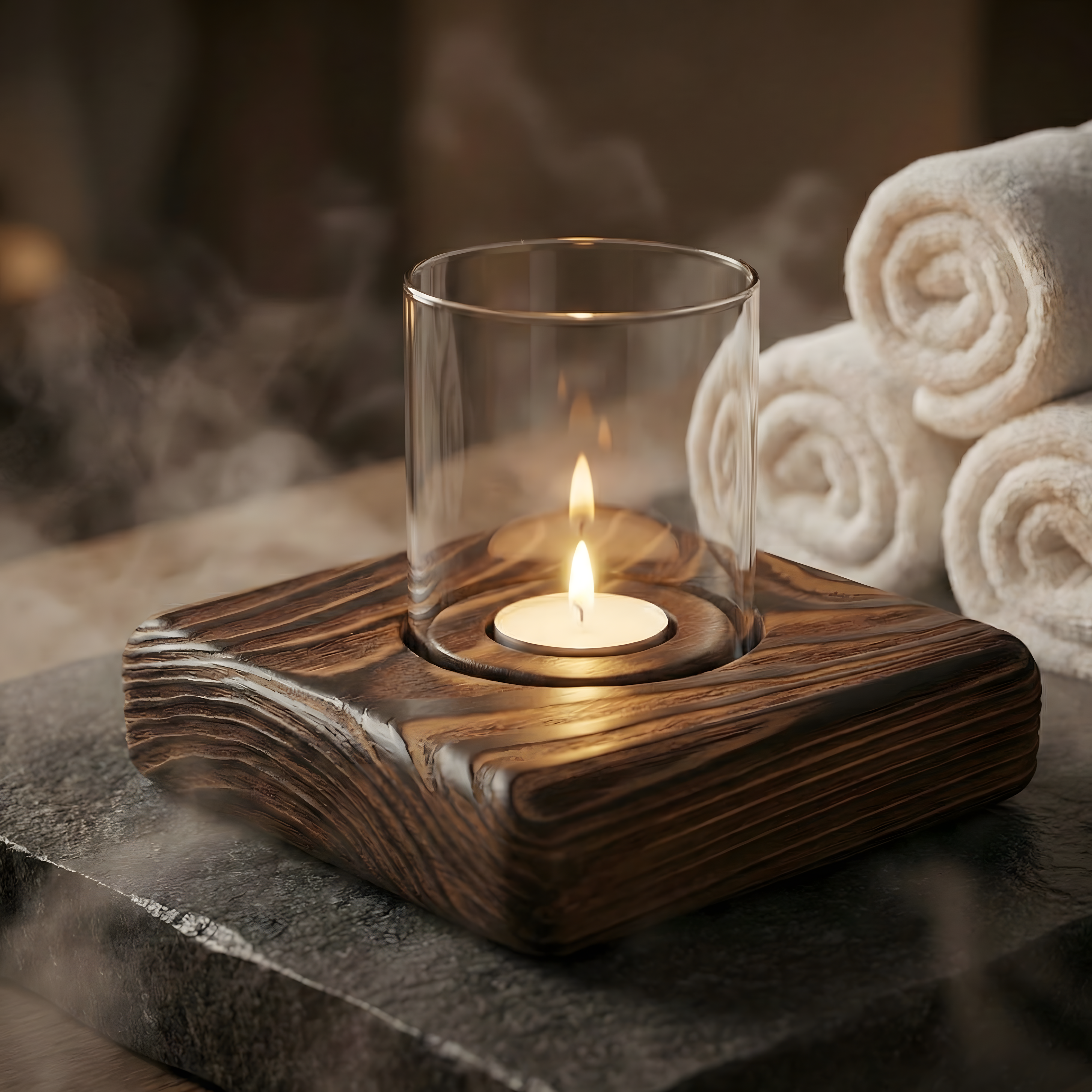 Ceviz Rengi Tealight Mumluk