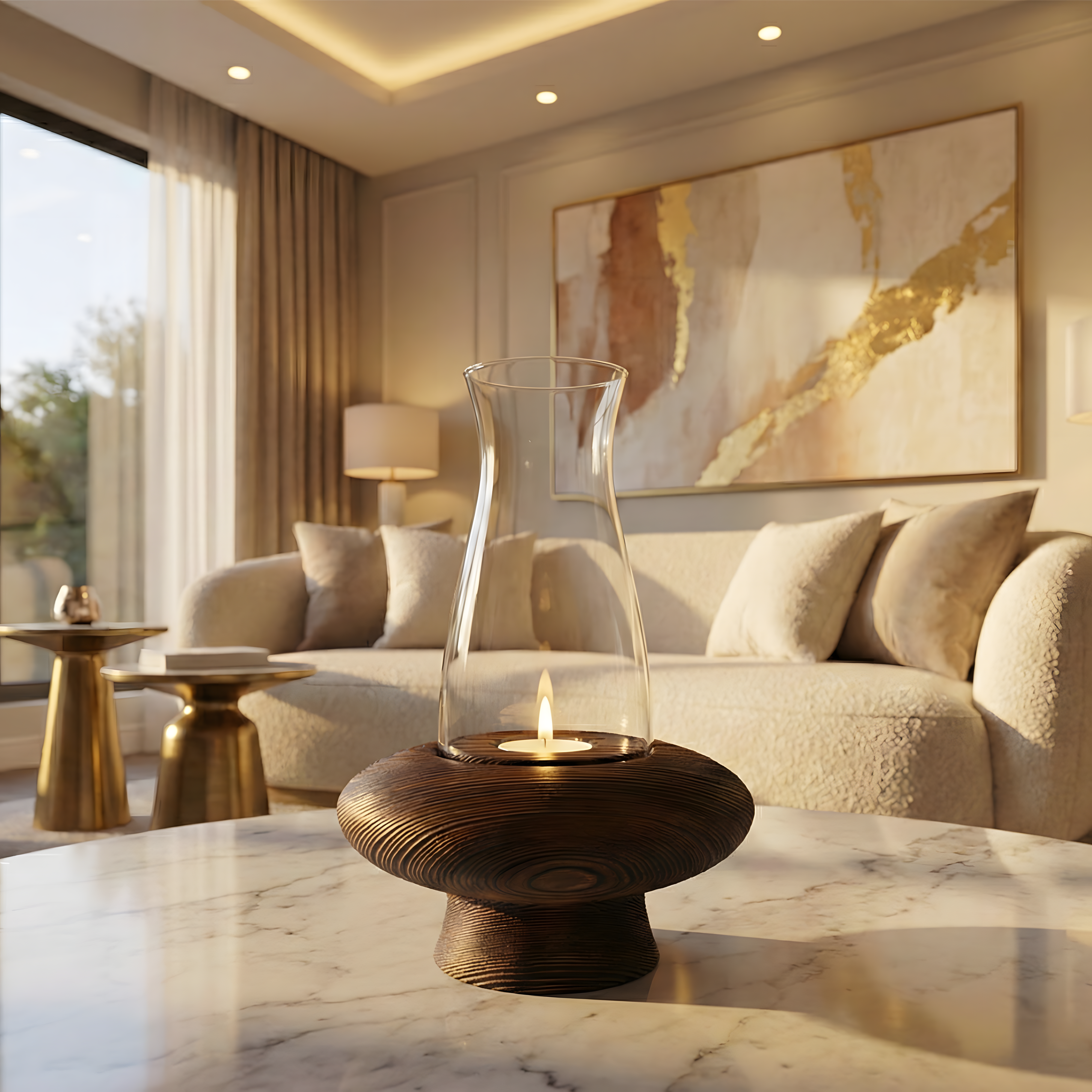 Ceviz Rengi Tealight Dış Mekan Mumluk