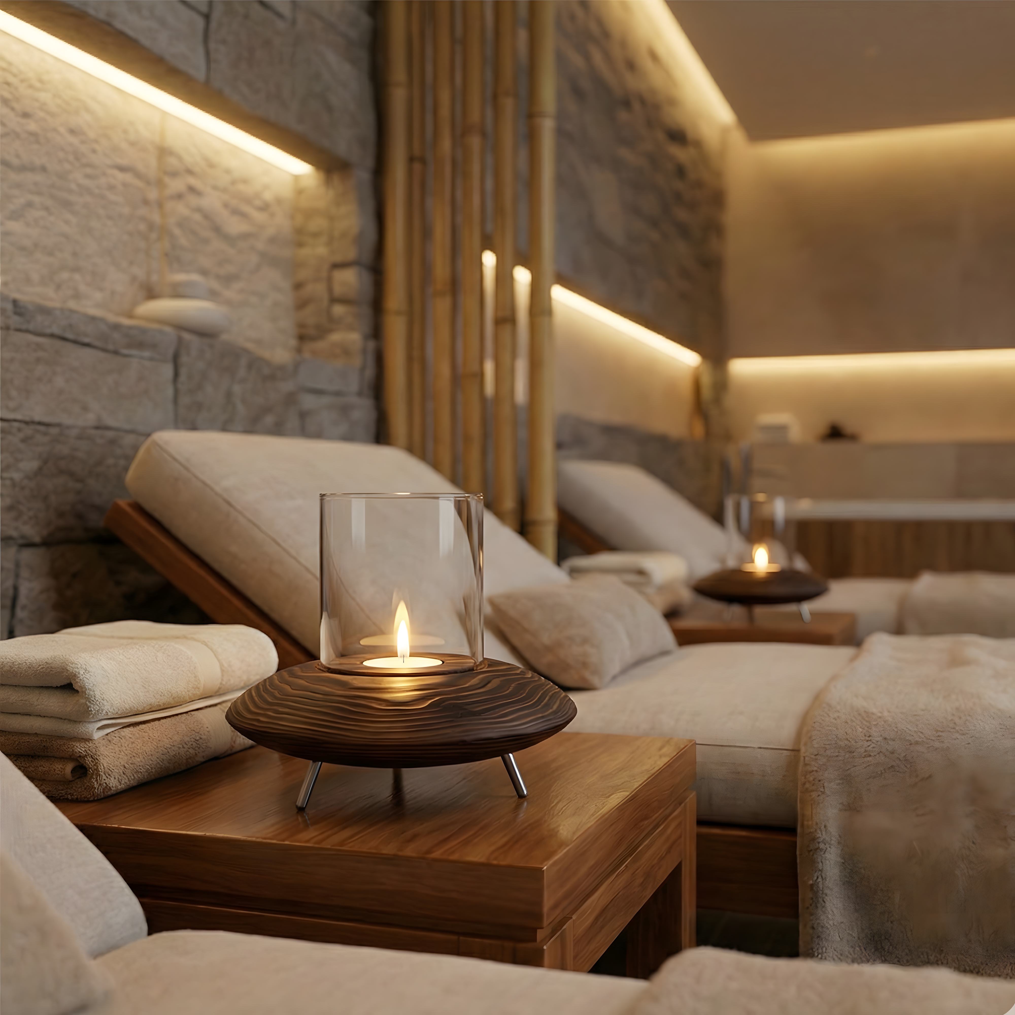 Fanuslu Ceviz Rengi Tealight Mumluk