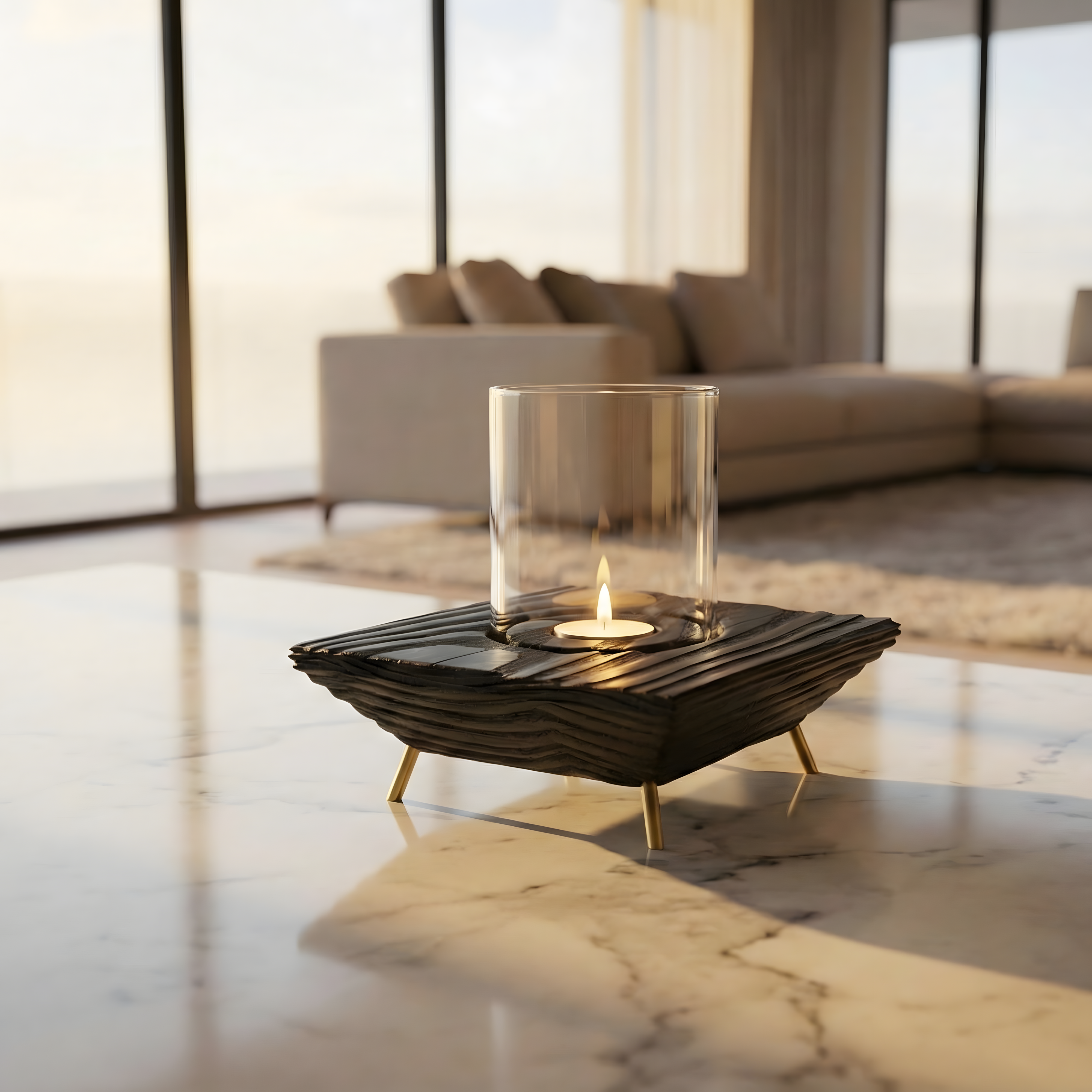 Siyah Tealight Mumluk