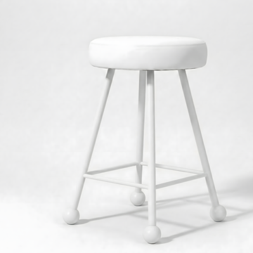 Tabure Deri Döşemeli Bembeyaz Metal Ayaklı – 47cm