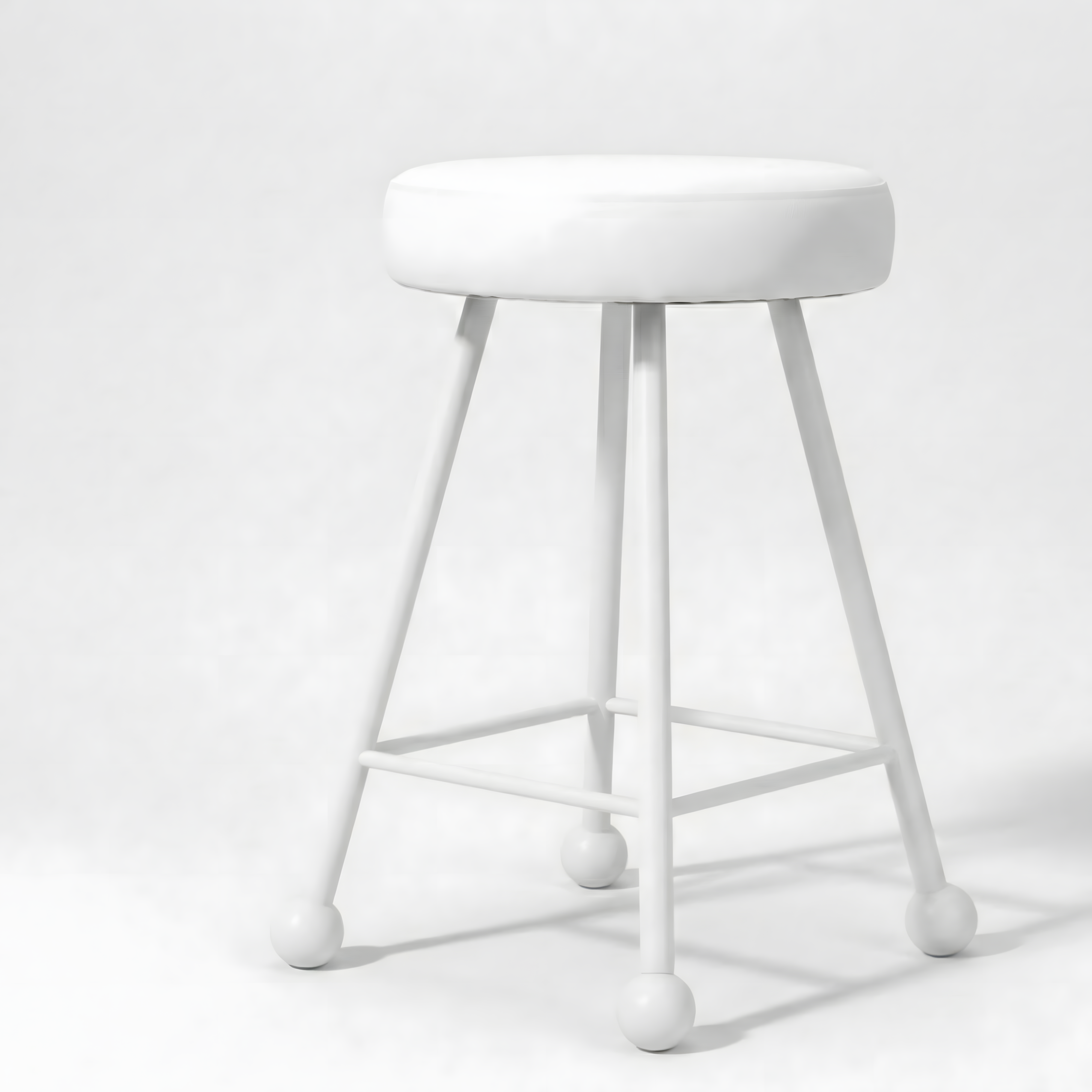 Tabure Deri Döşemeli Bembeyaz Metal Ayaklı – 47cm