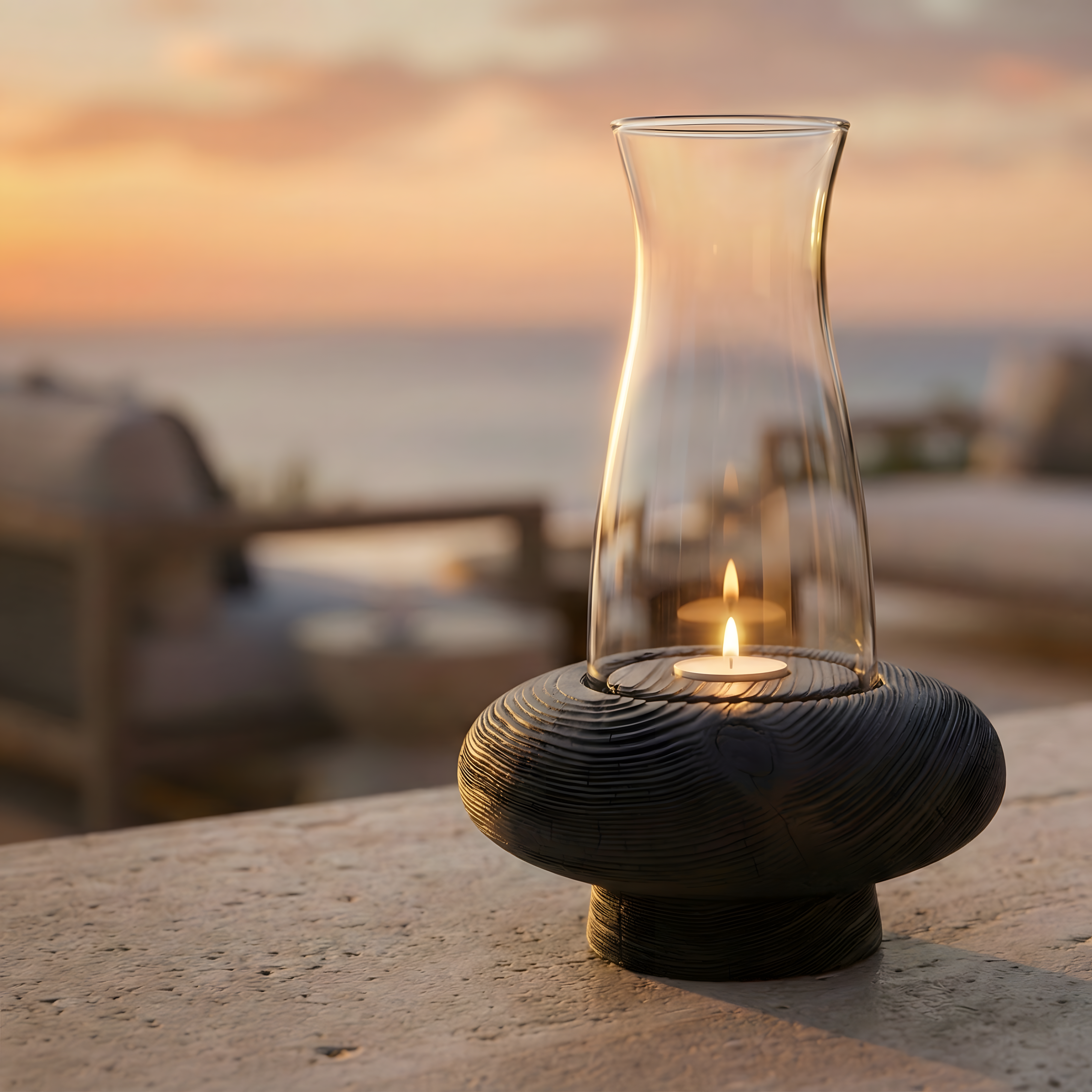 Siyah Tealight Dış Mekan Mumluk