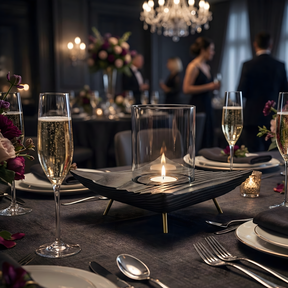 Siyah Tealight Dış Mekan Mumluk