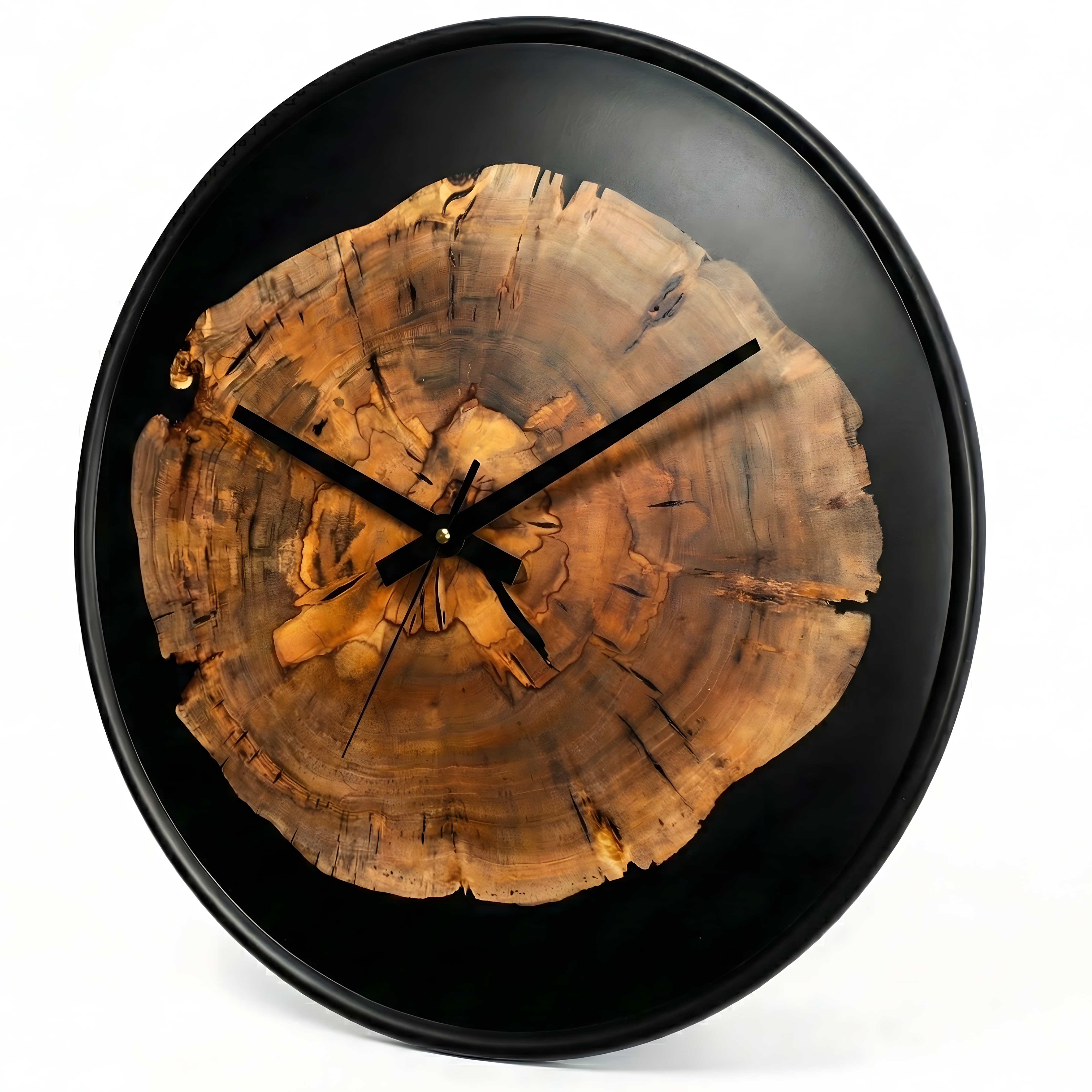 Duvar Saati Siyah Epoxy Bombeli – Ø49cm