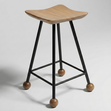 Tabure Ahşap Siyah Metal Ayaklı – 55cm