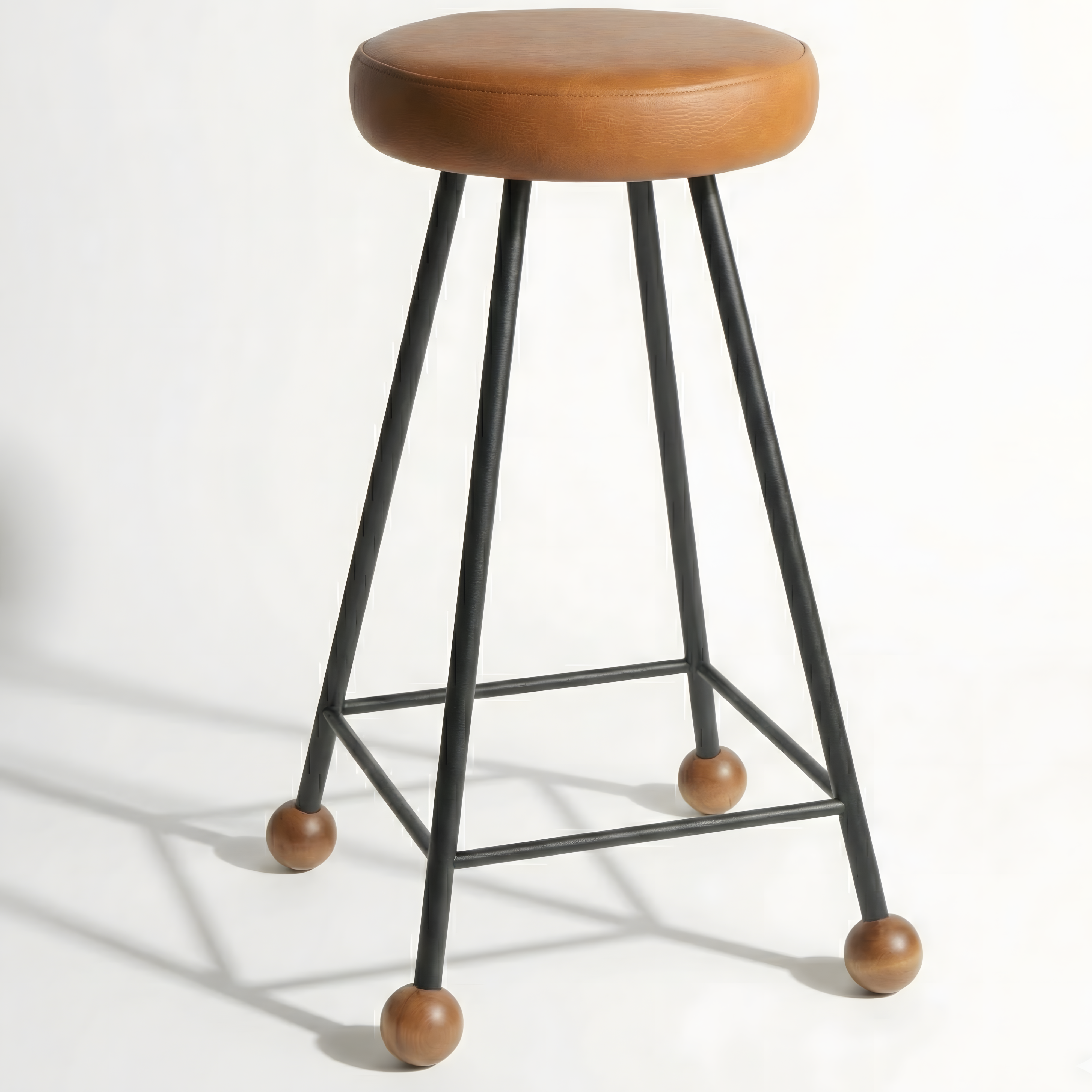 Bar Taburesi Deri Döşemeli Kahverengi Metal Ayaklı – 75cm