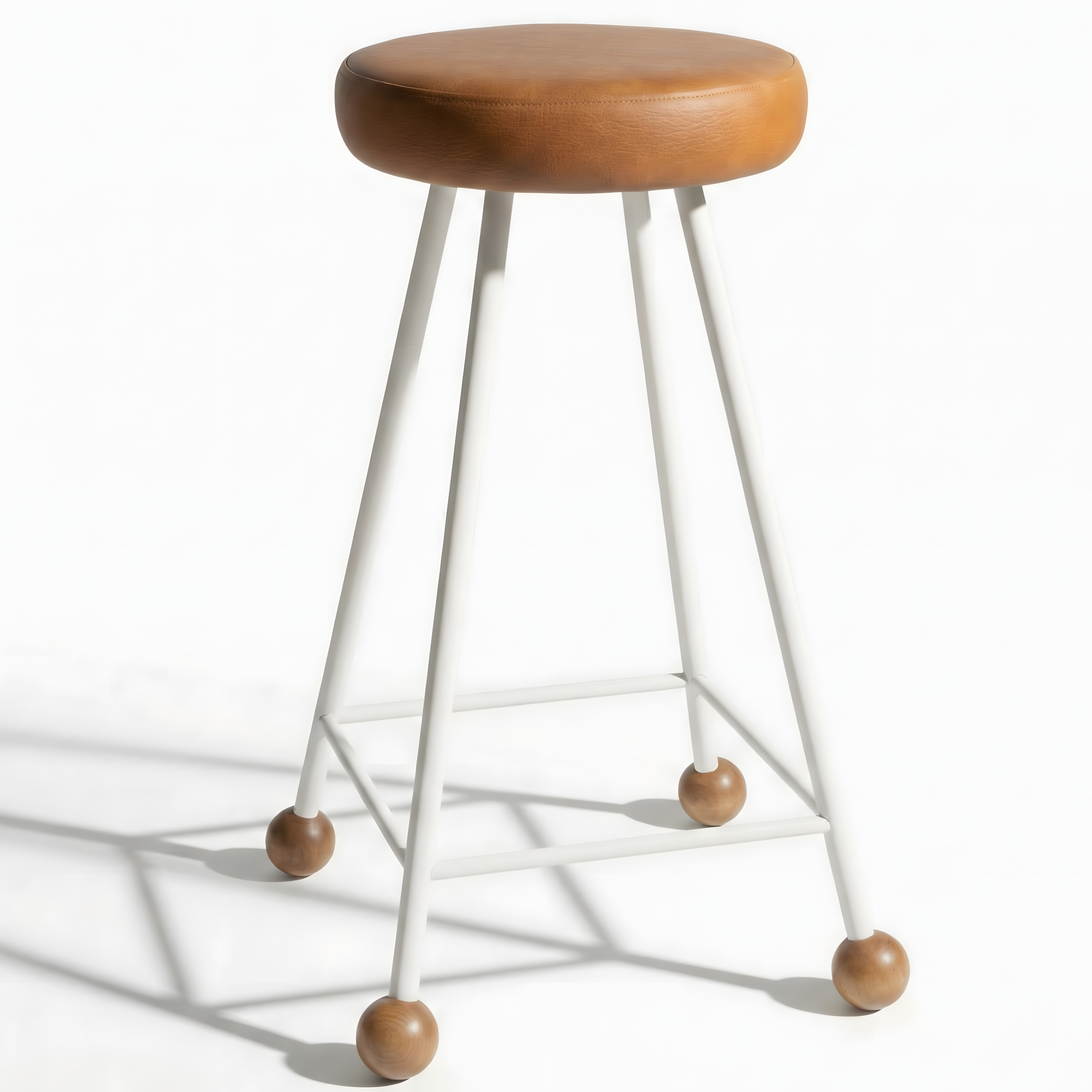 Bar Taburesi Deri Döşemeli Kahverengi Metal Ayaklı – 65cm