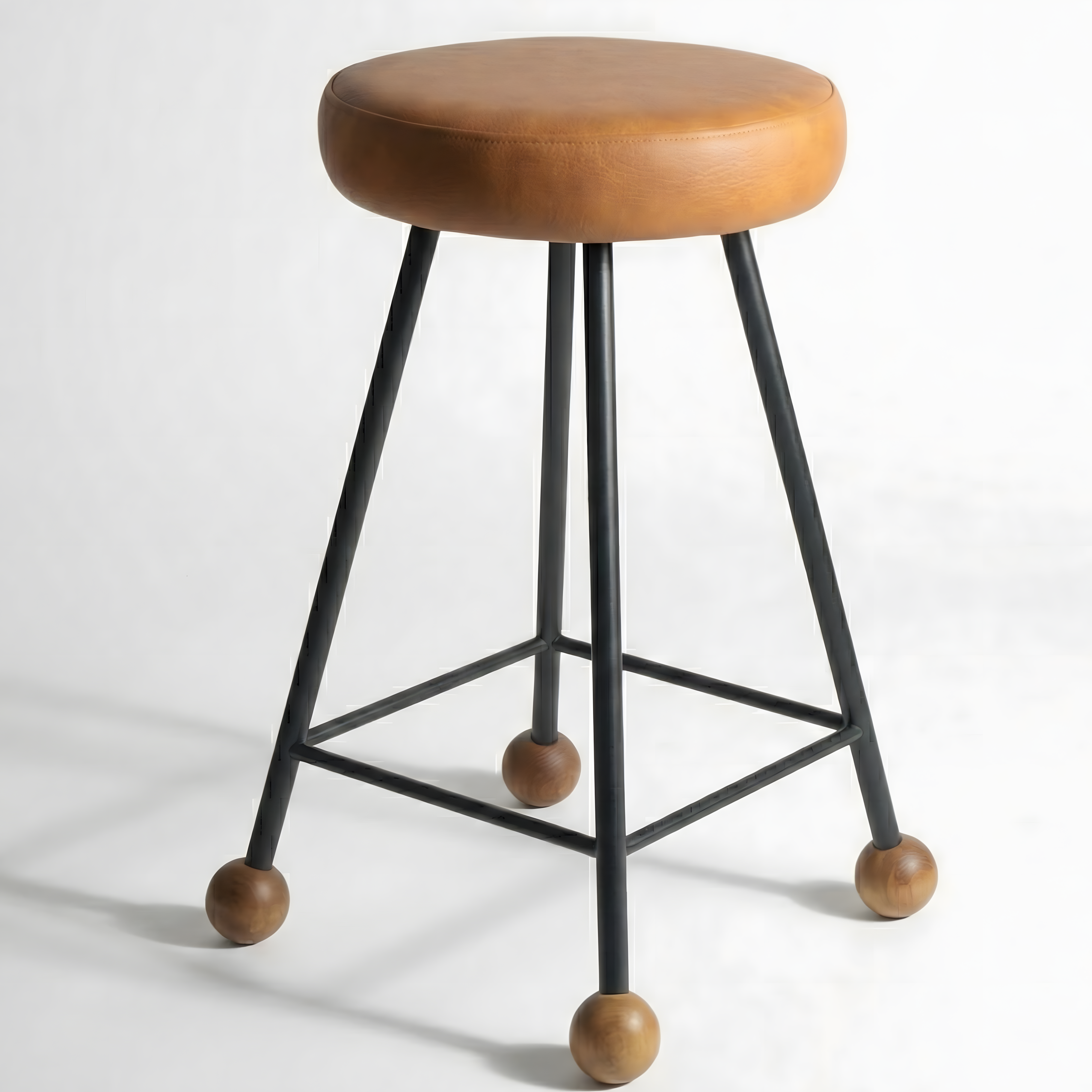 Bar Taburesi Deri Döşemeli Kahverengi Metal Ayaklı – 75cm