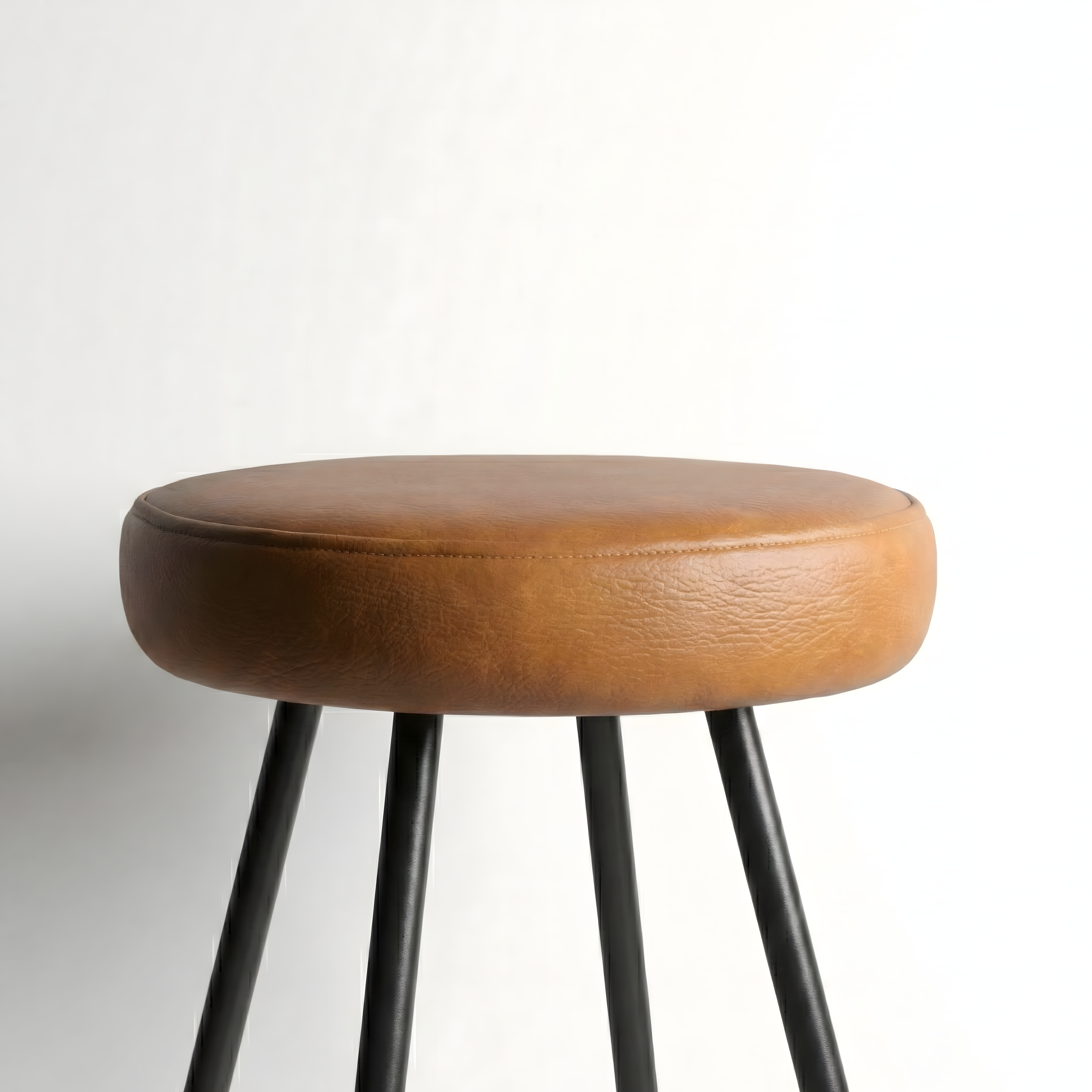 Bar Taburesi Deri Döşemeli Kahverengi Metal Ayaklı – 75cm