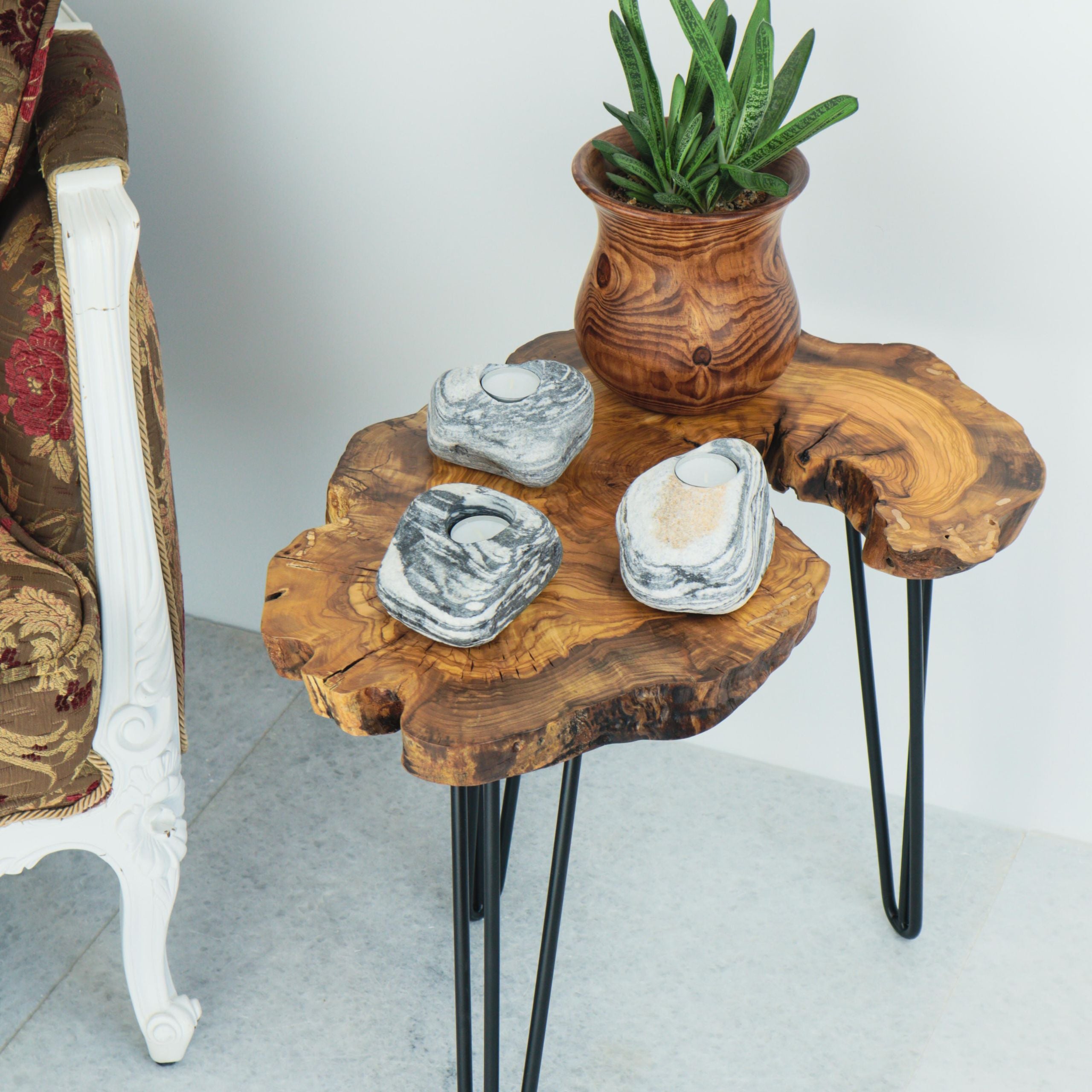 Doğal Taş Black Angel Tealight Mumluk