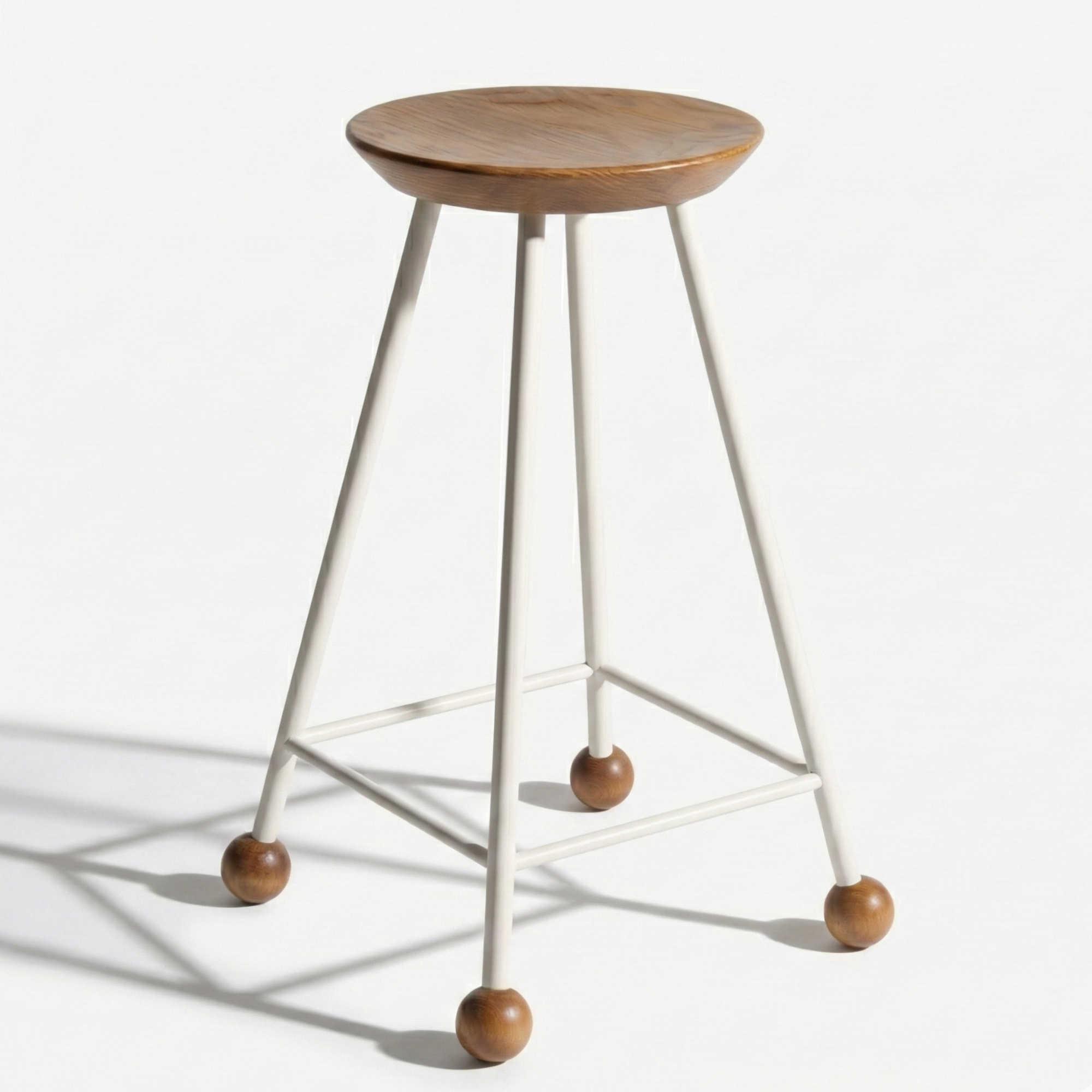 Bar Taburesi Ahşap Beyaz Metal Ayaklı – 65cm