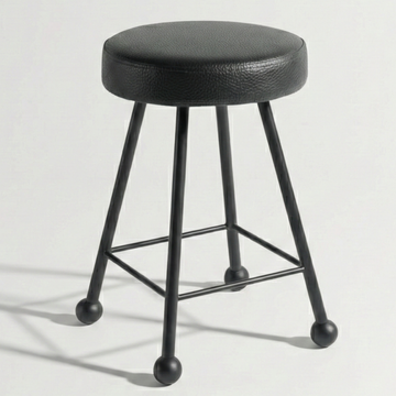 Tabure Deri Döşemeli Simsiyah Metal Ayaklı – 47cm