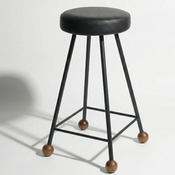 Bar Taburesi Deri Döşemeli Siyah Metal Ayaklı – 65cm