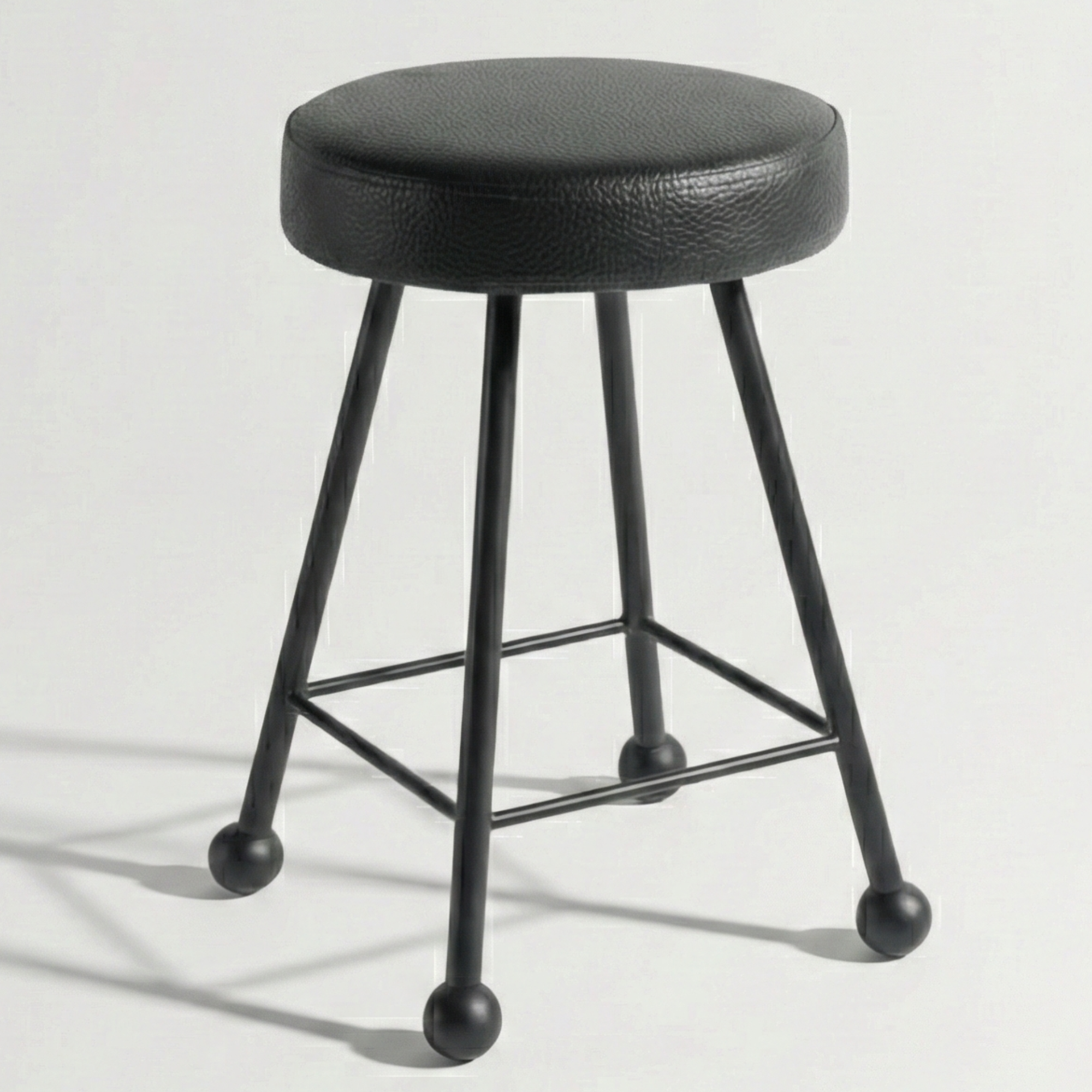 Tabure Deri Döşemeli Simsiyah Metal Ayaklı – 47cm
