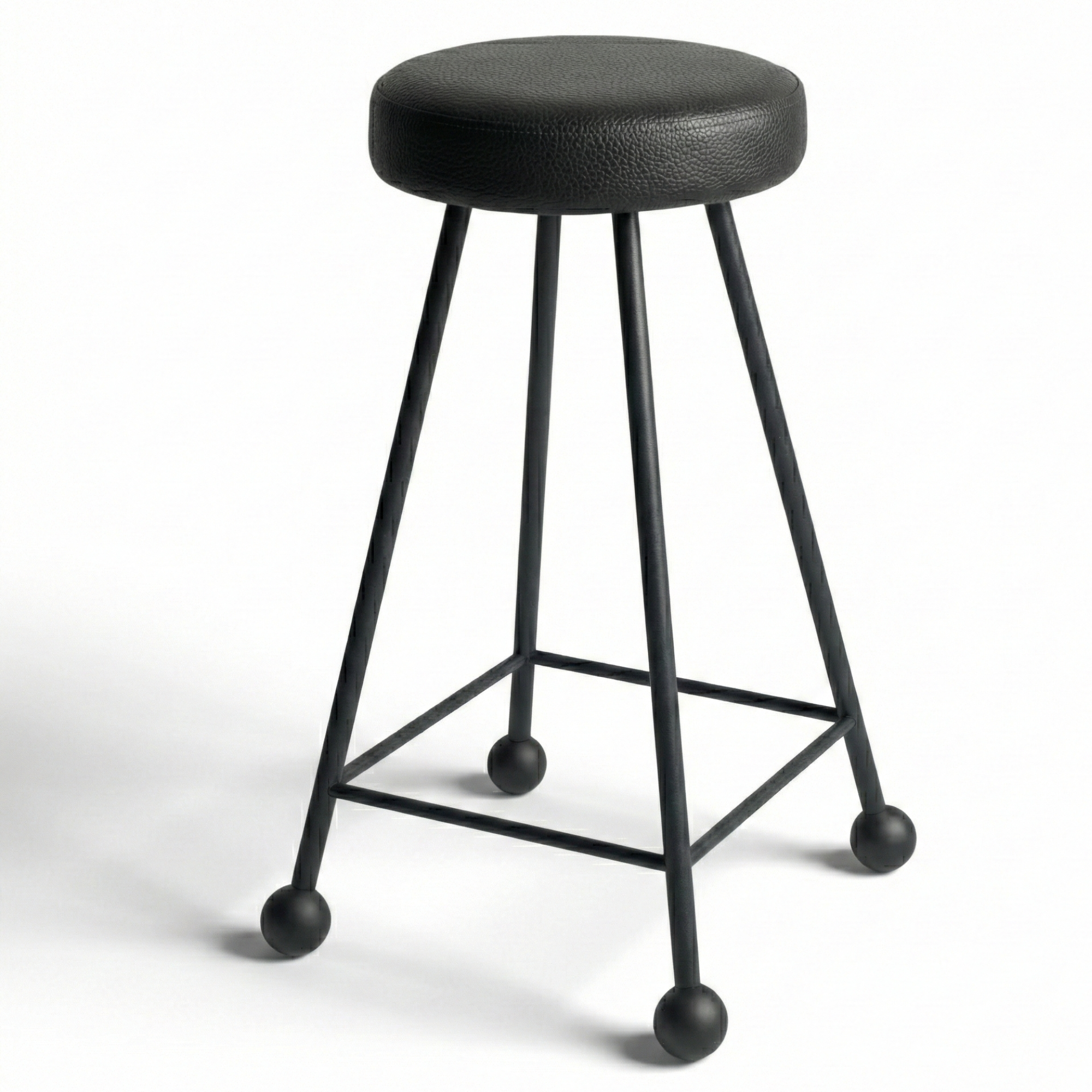 Bar Taburesi Deri Döşemeli Simsiyah Metal Ayaklı – 65cm