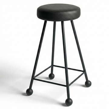 Bar Taburesi Deri Döşemeli Simsiyah Metal Ayaklı – 65cm