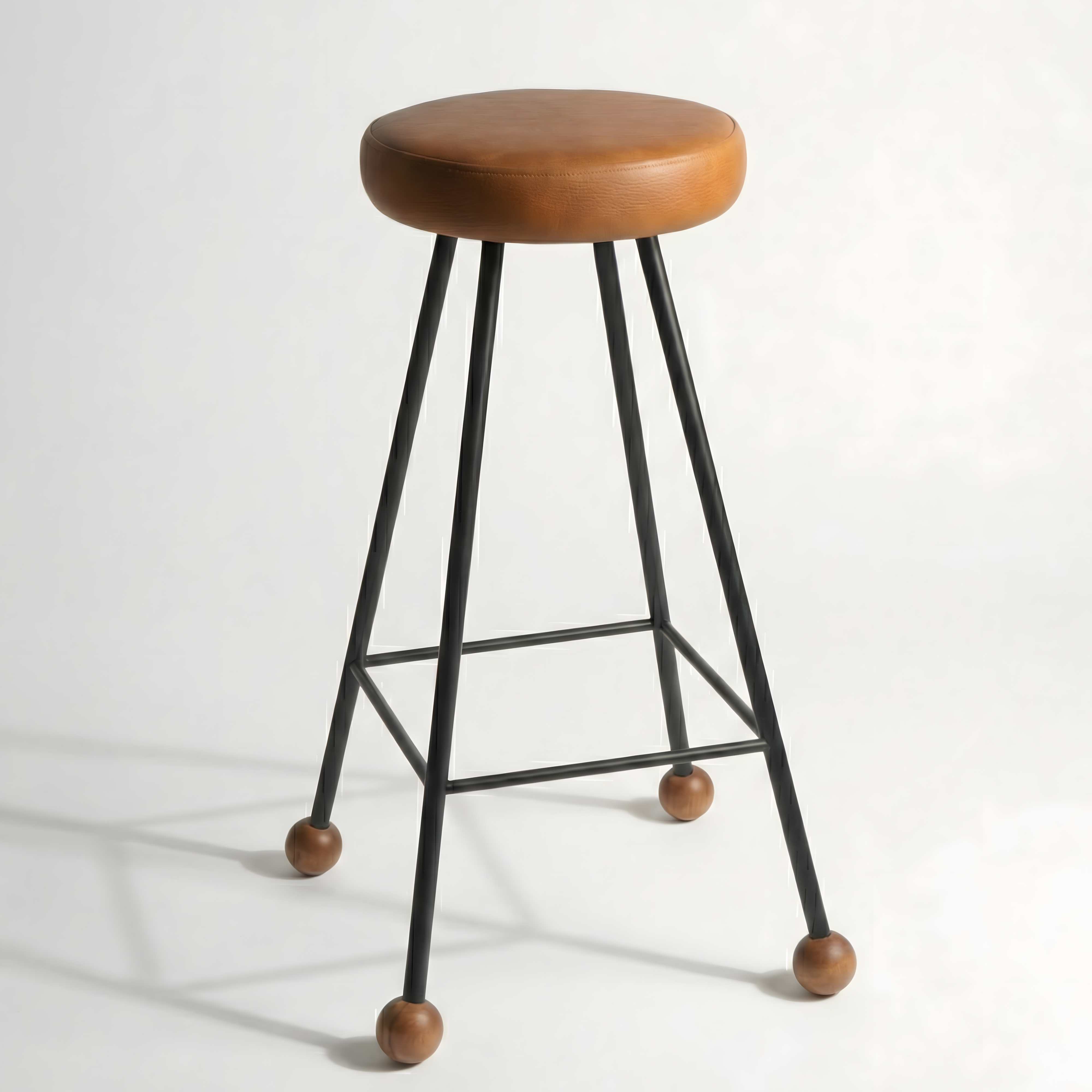 Bar Taburesi Deri Döşemeli Kahverengi Metal Ayaklı – 75cm