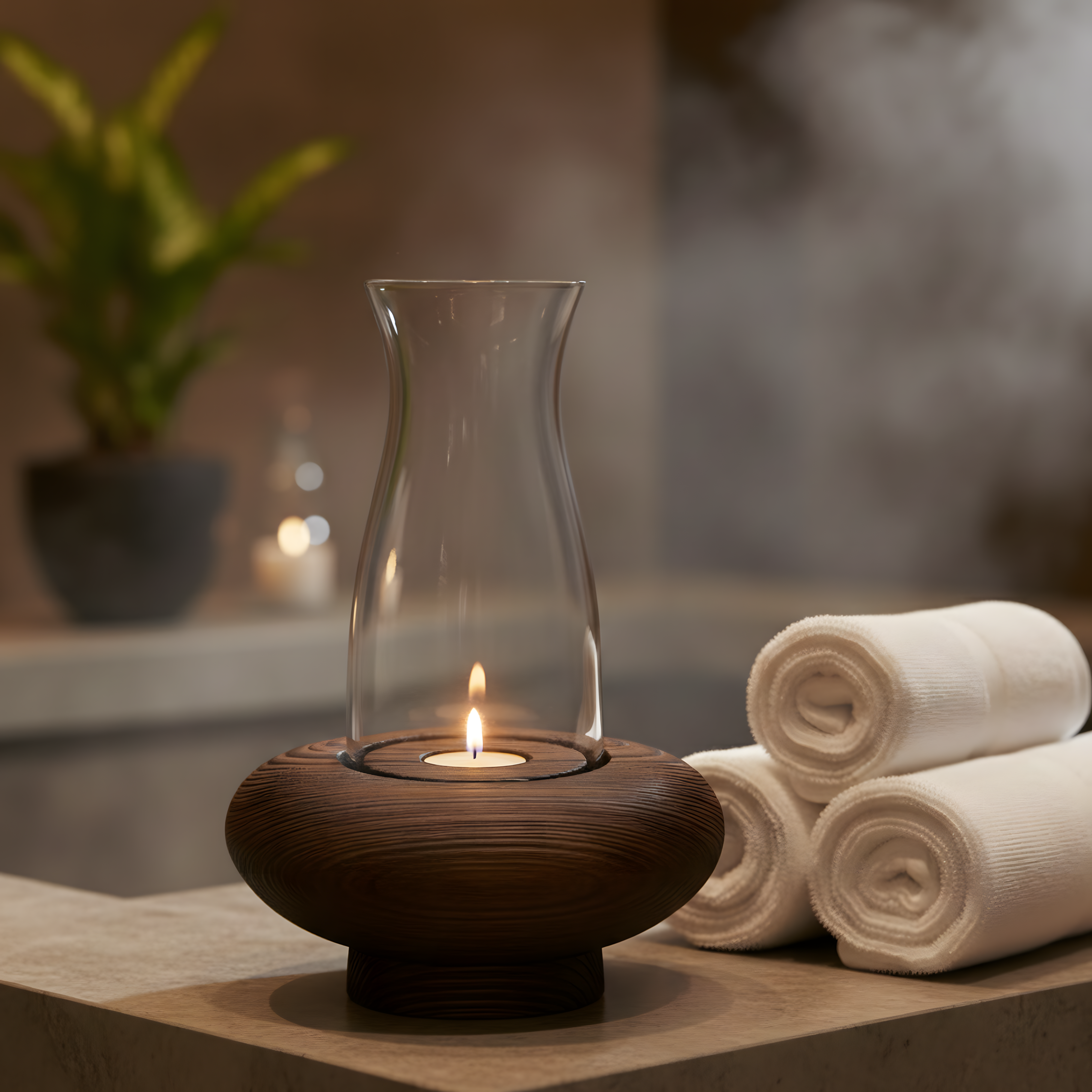 Ceviz Rengi Tealight Dış Mekan Mumluk