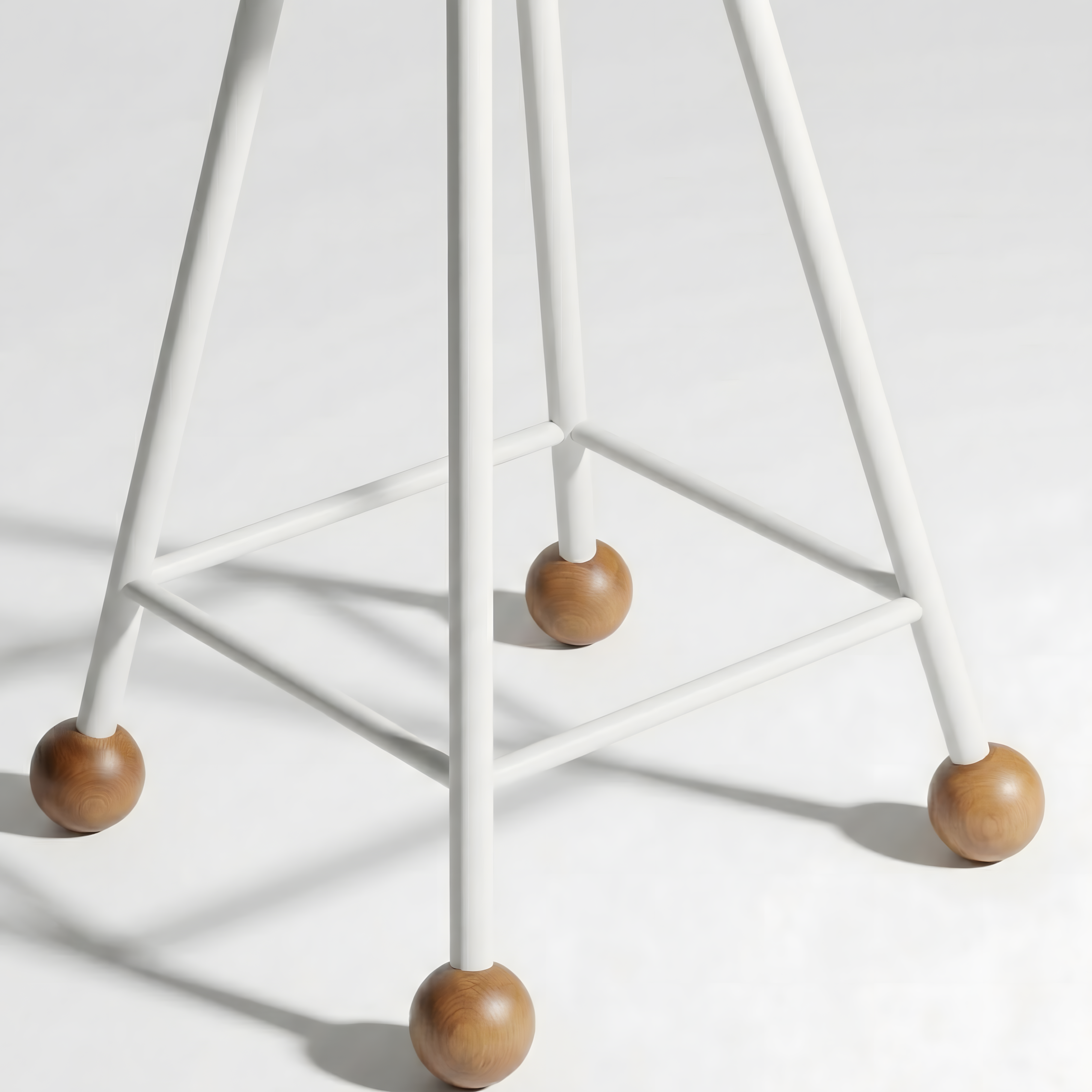 Tabure Ahşap Beyaz Metal Ayaklı – 55cm